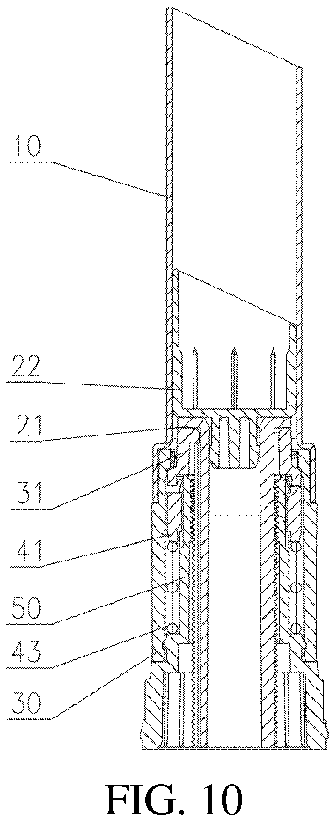 Patent US12096836 Figure 8 – Cartridge core assembly and cosmetic container comprising cartridge core assembly