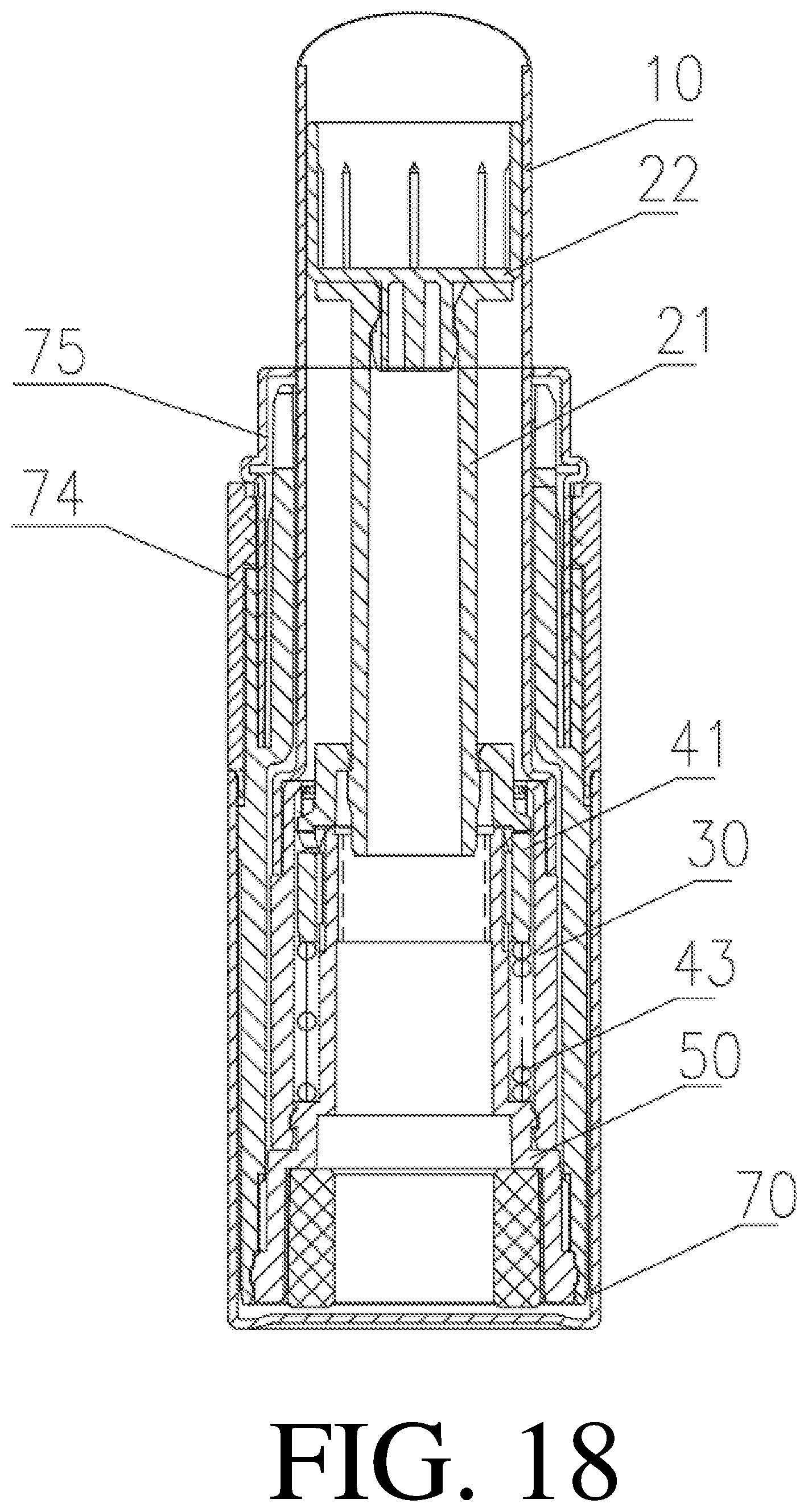 Patent US12096836 Figure 15 – Cartridge core assembly and cosmetic container comprising cartridge core assembly