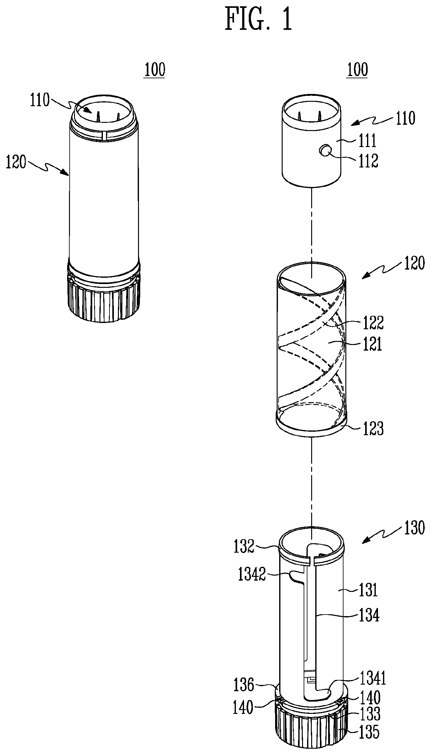 Patent US12096837 — Cosmetic container — Figure 1