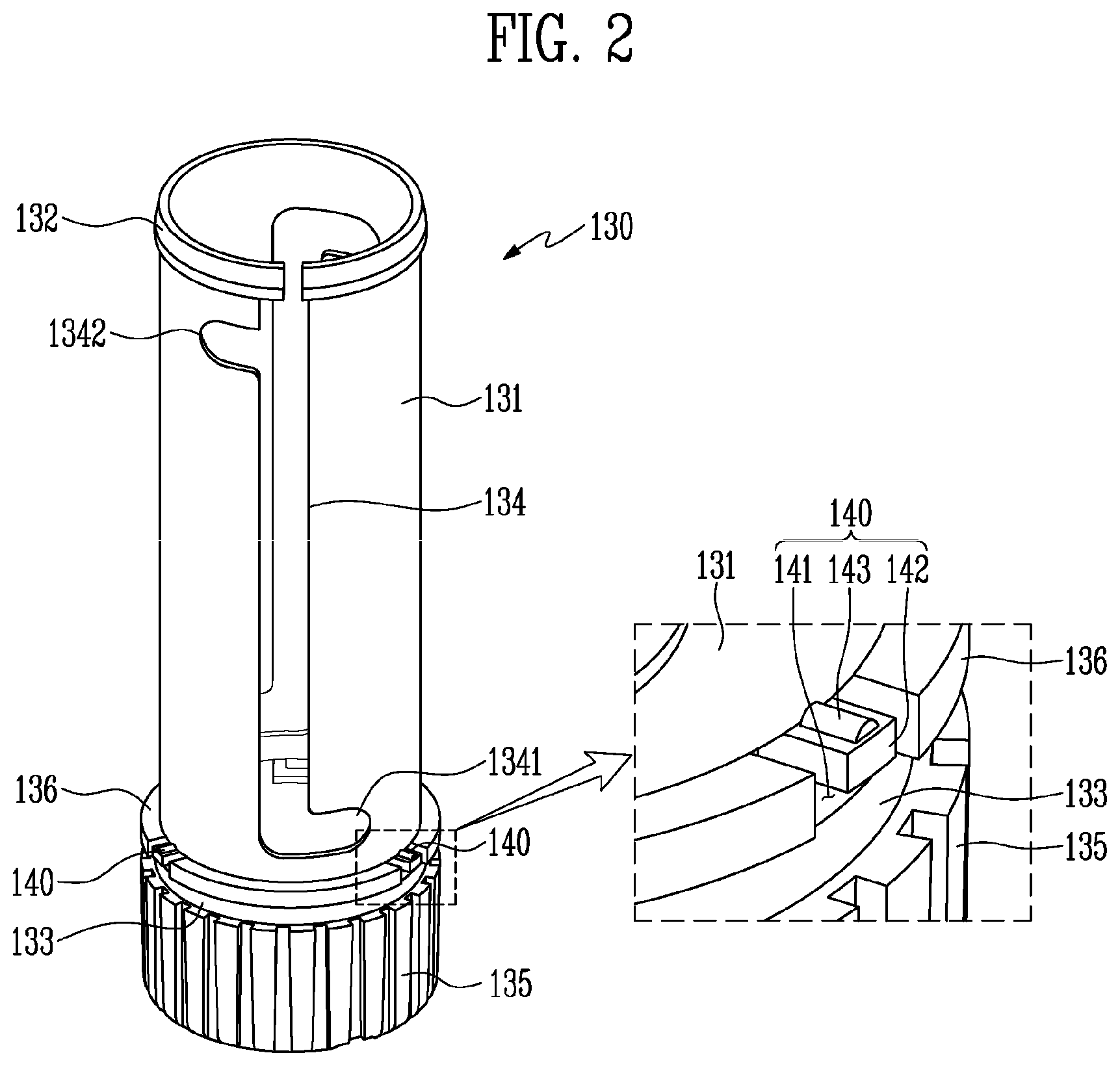 Patent US12096837 Figure 2 – Cosmetic container