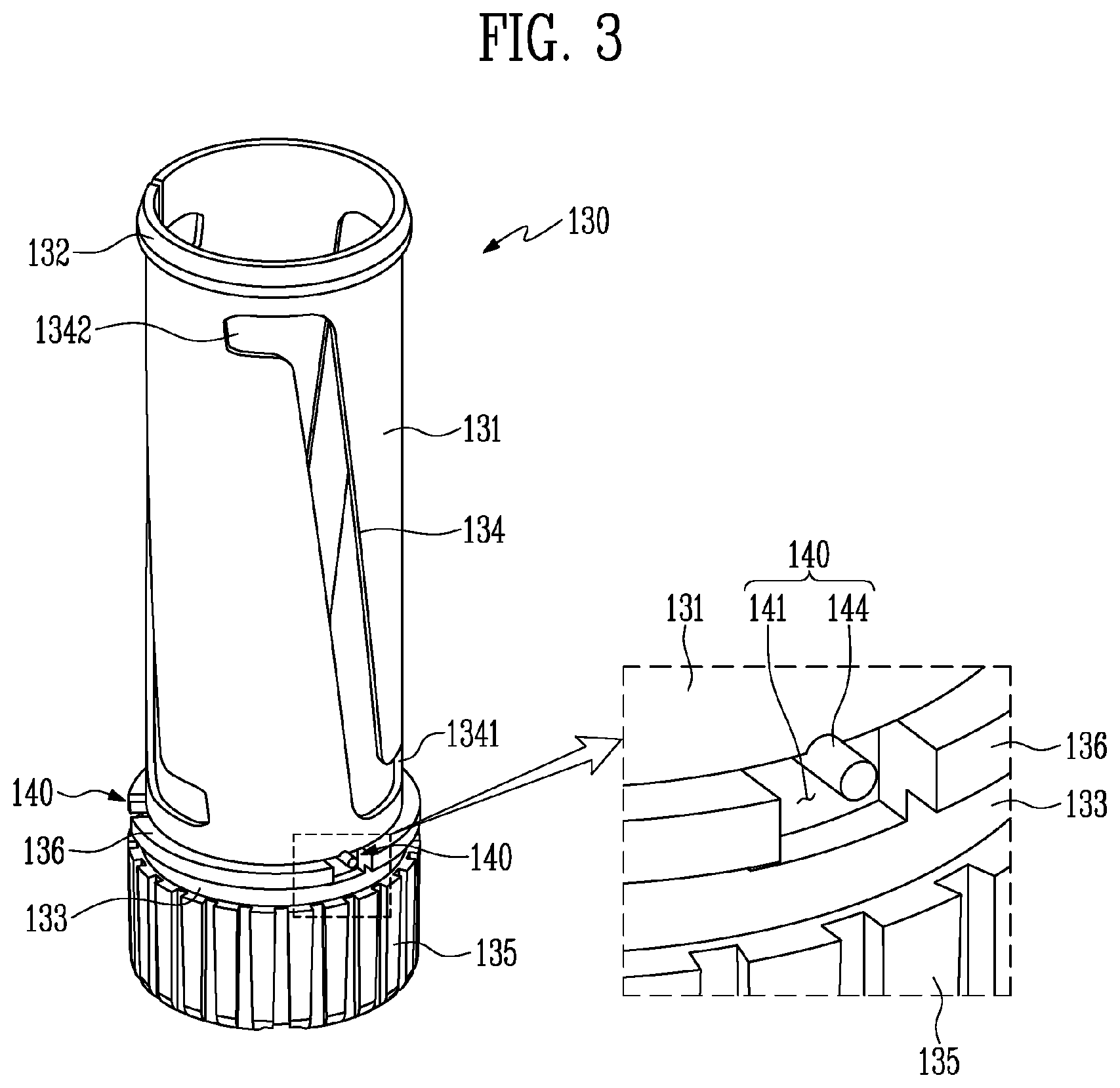 Patent US12096837 Figure 3 – Cosmetic container