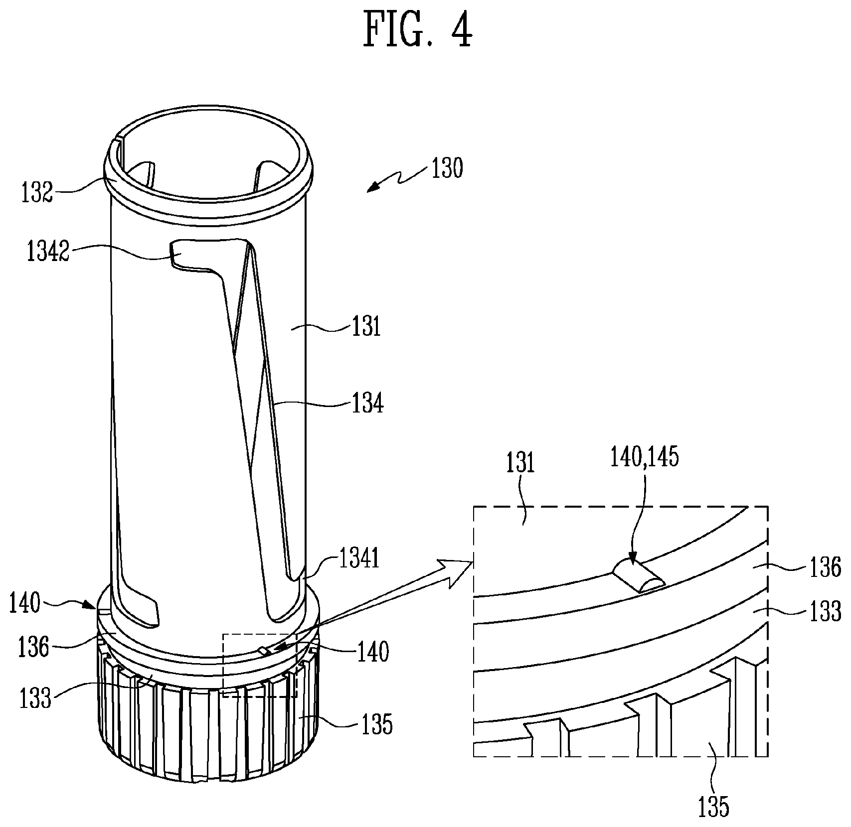 Patent US12096837 Figure 4 – Cosmetic container