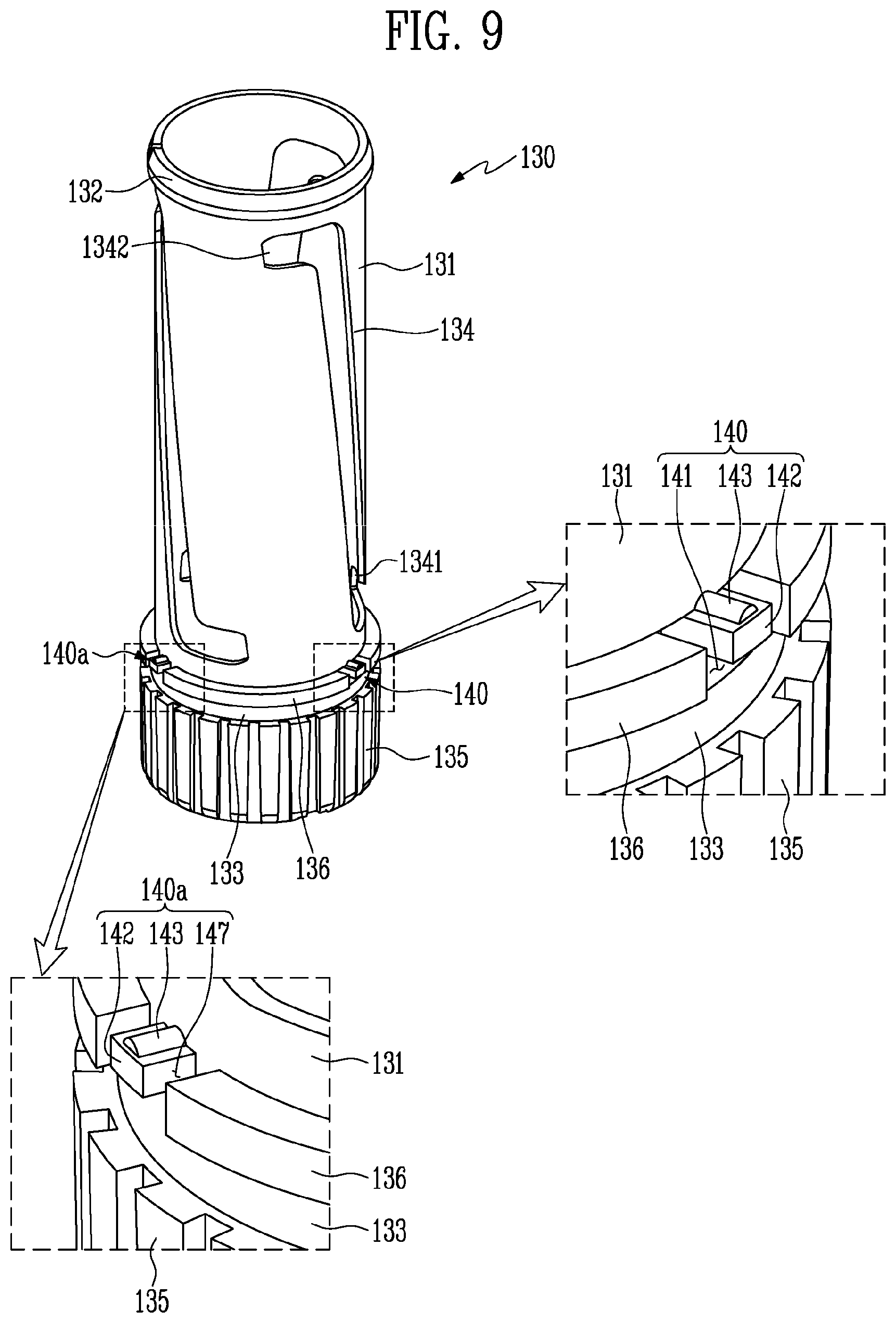 Patent US12096837 Figure 9 – Cosmetic container