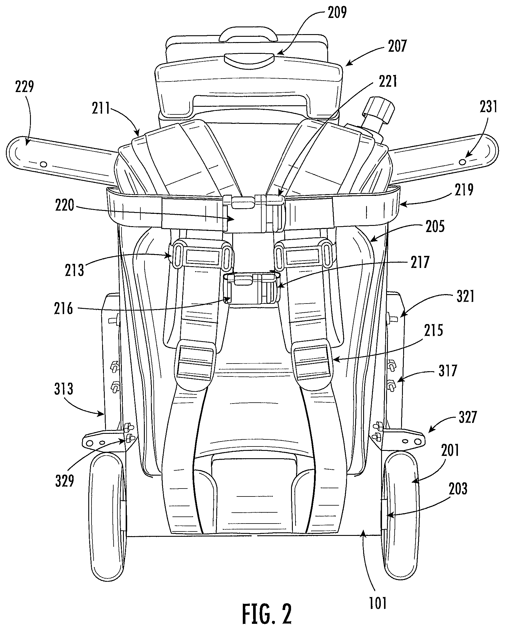 Patent US12096841 Figure 2 – Tank carrier with backpack straps and dolly