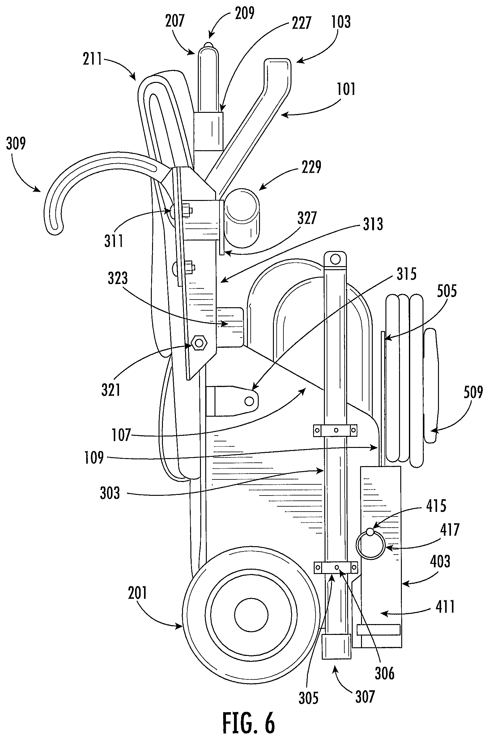 Patent US12096841 Figure 6 – Tank carrier with backpack straps and dolly