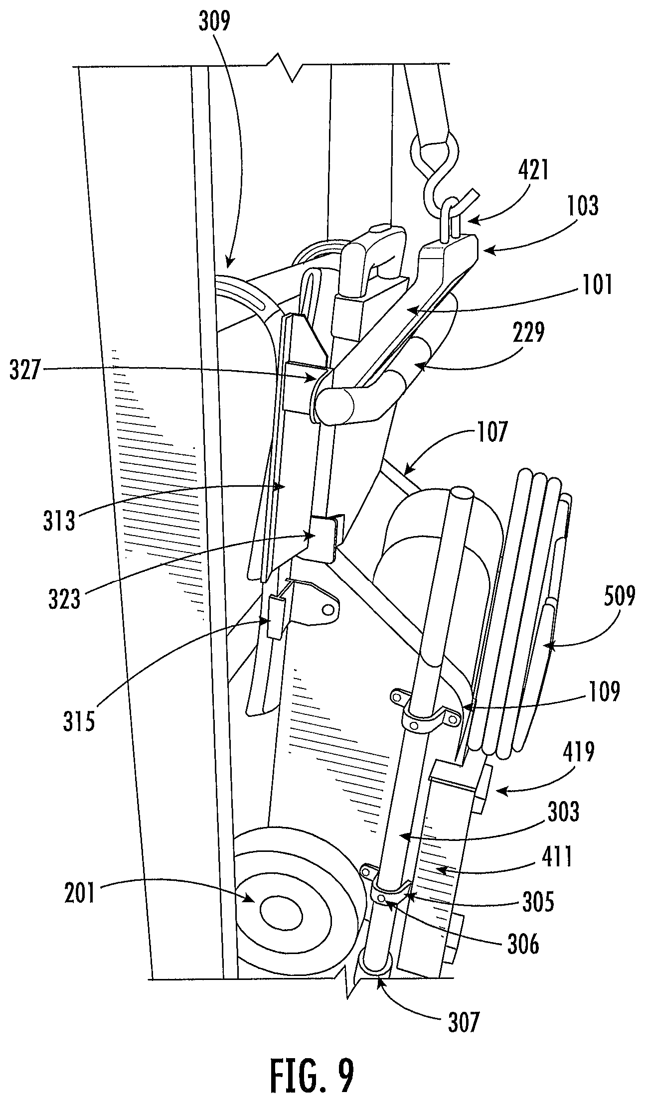 Patent US12096841 Figure 9 – Tank carrier with backpack straps and dolly