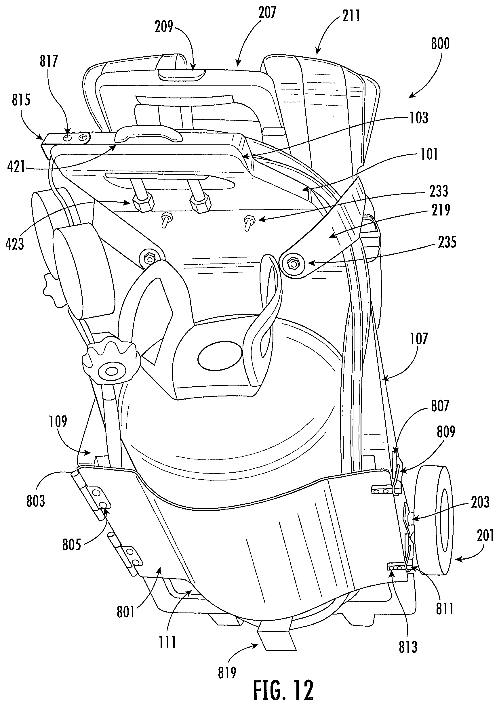 Patent US12096841 Figure 12 – Tank carrier with backpack straps and dolly
