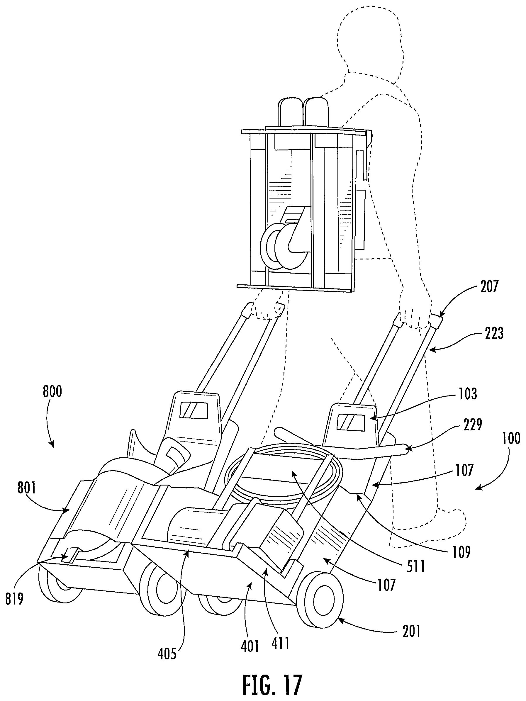 Patent US12096841 Figure 17 – Tank carrier with backpack straps and dolly