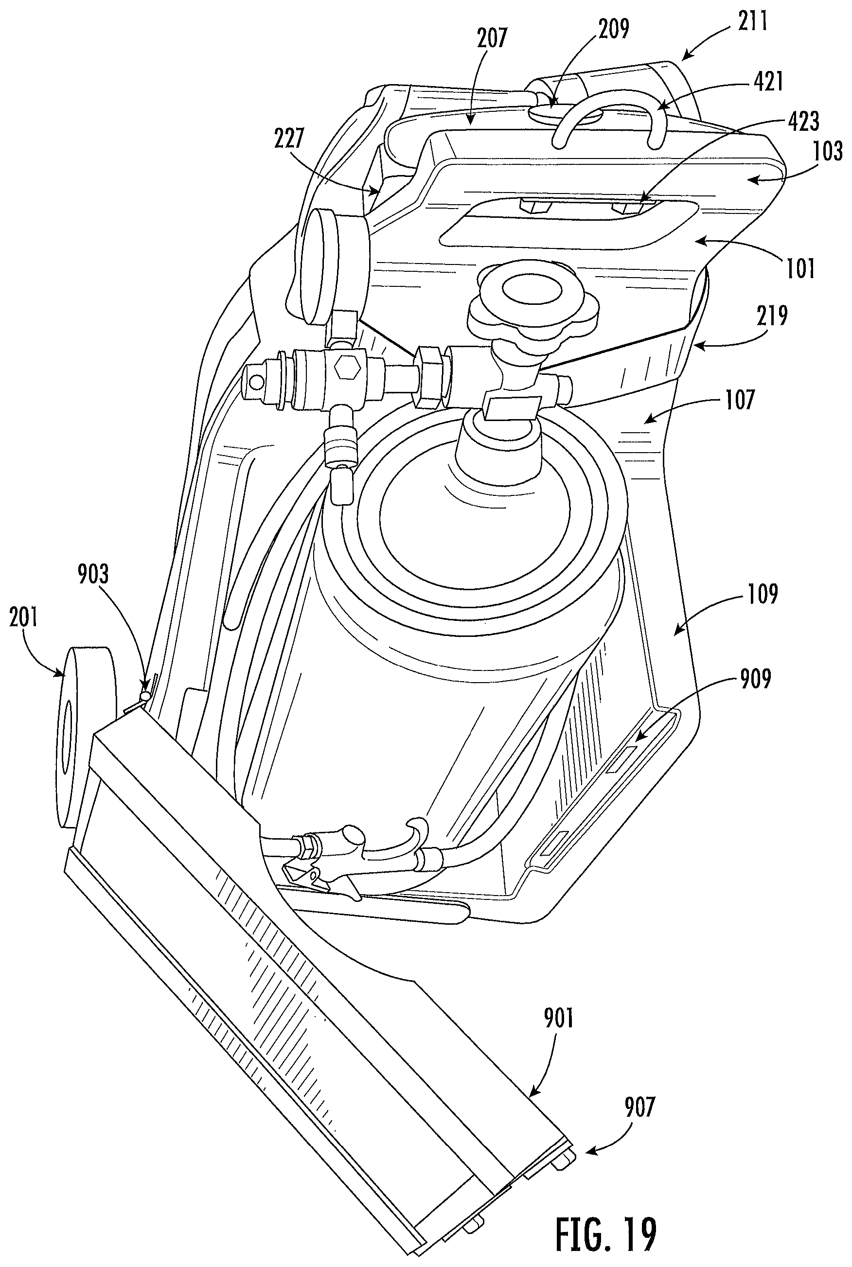 Patent US12096841 Figure 19 – Tank carrier with backpack straps and dolly