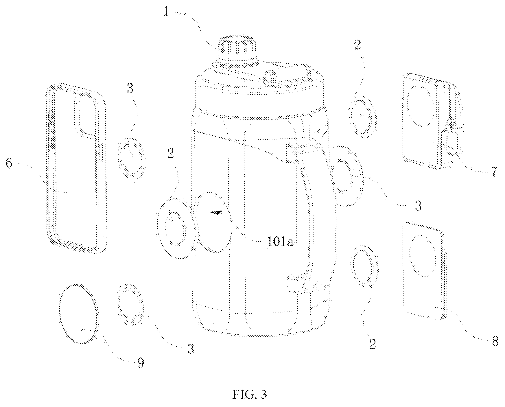 Patent US12096842 Figure 3 – Sports water bottle