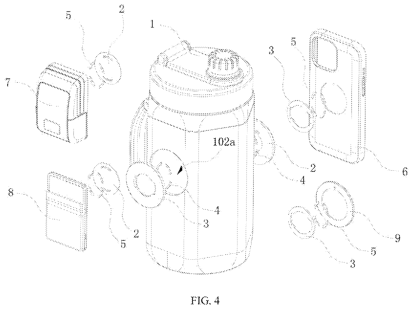 Patent US12096842 Figure 4 – Sports water bottle
