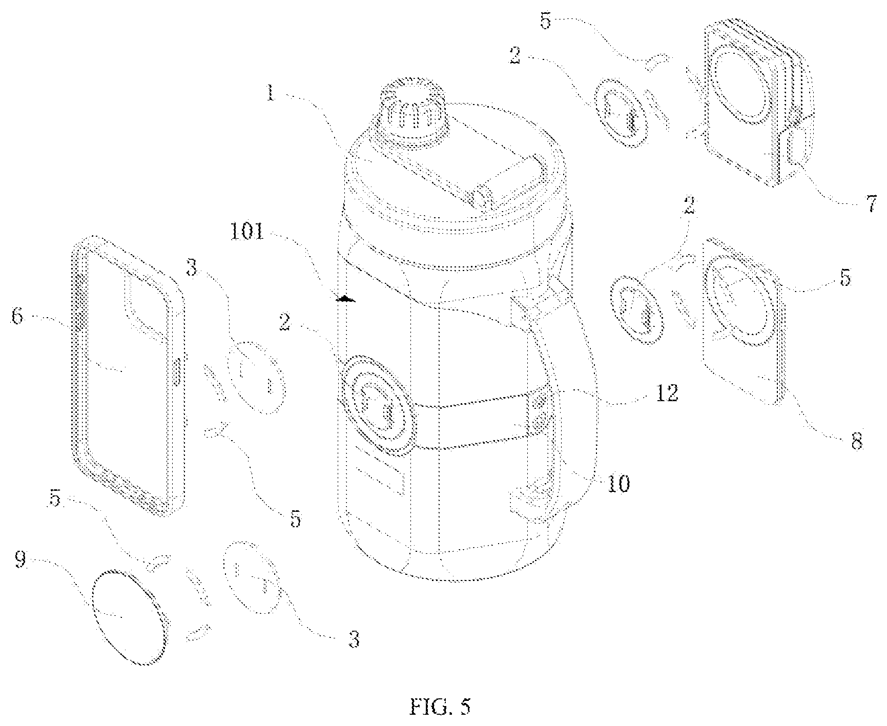 Patent US12096842 Figure 5 – Sports water bottle