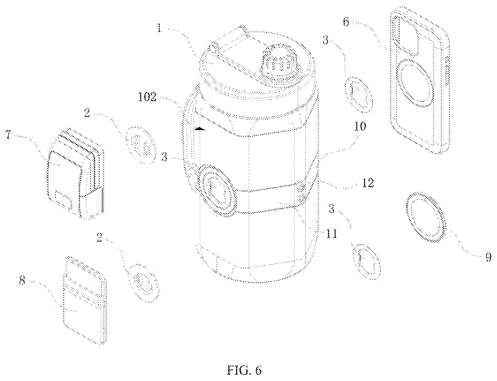 Patent US12096842 Figure 6 – Sports water bottle