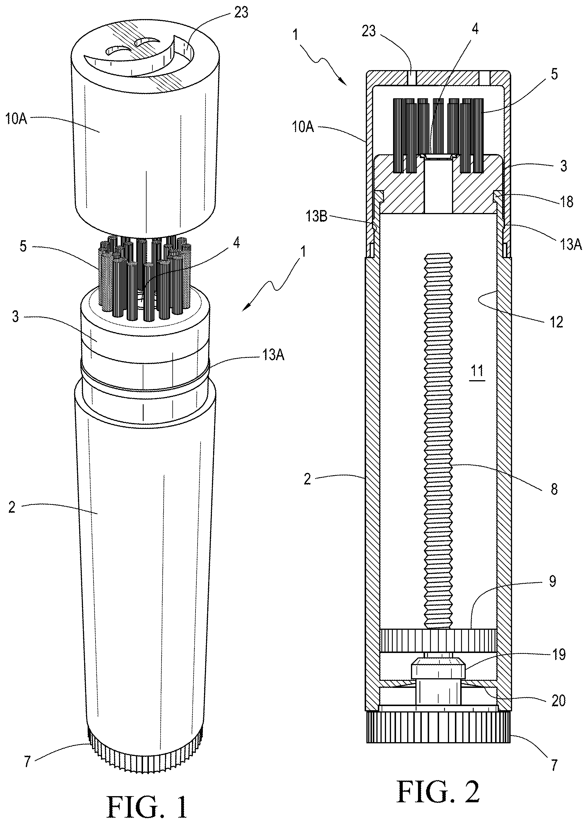 Patent US12096843 Figure 1 – Multiuse tooth cleaning devices and processes for using same