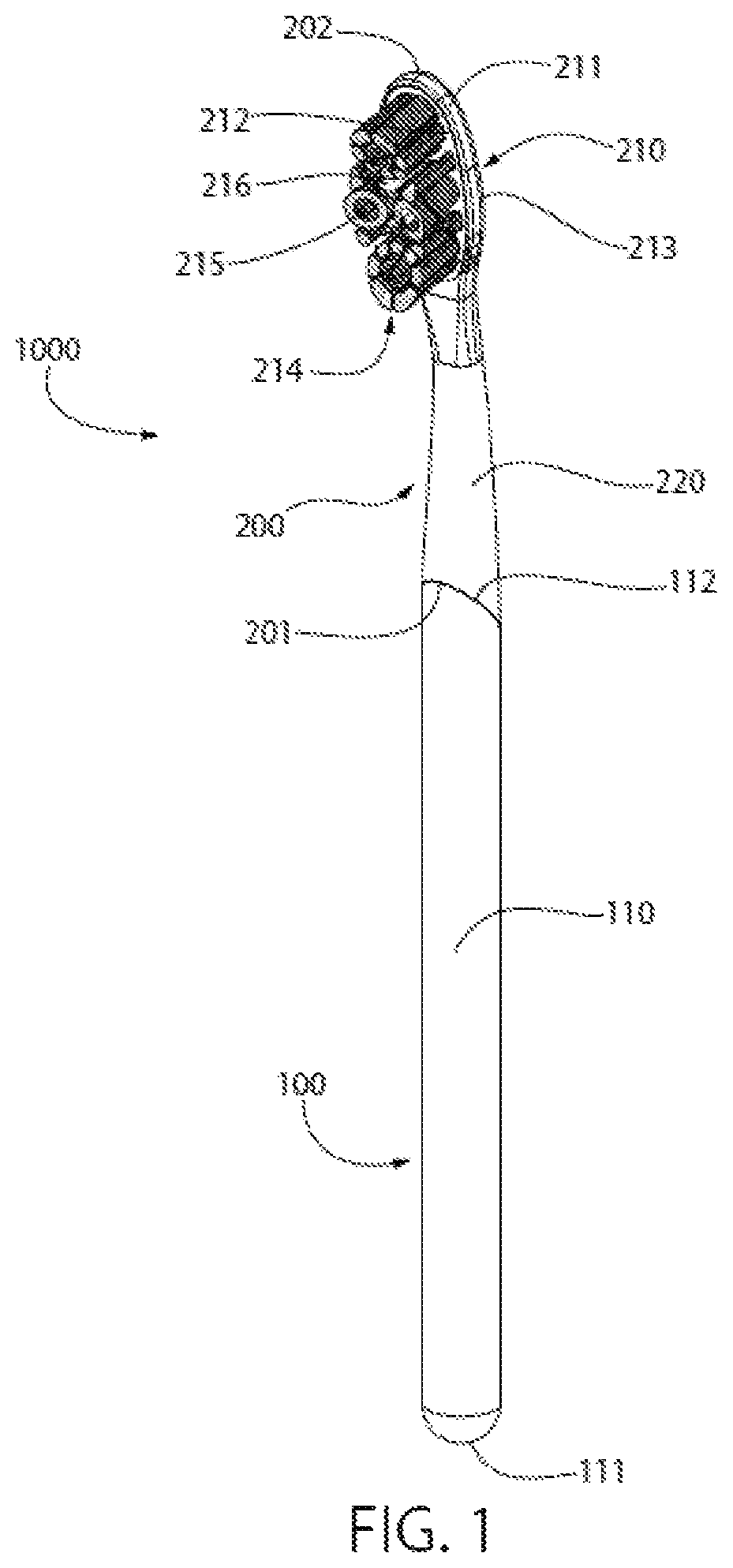 Patent US12096848 Figure 1 – Oral care implement, handle thereof, and oral care refill head therefor