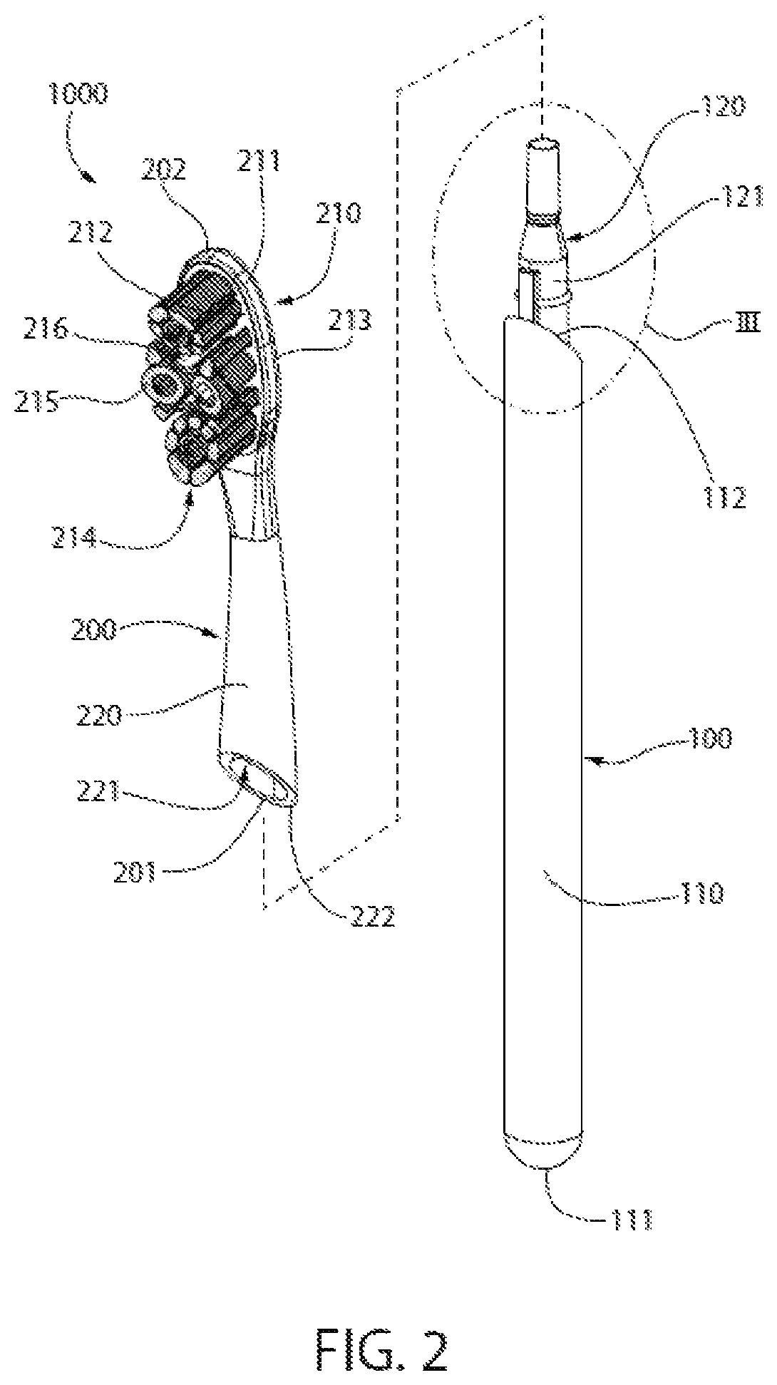 Patent US12096848 Figure 2 – Oral care implement, handle thereof, and oral care refill head therefor
