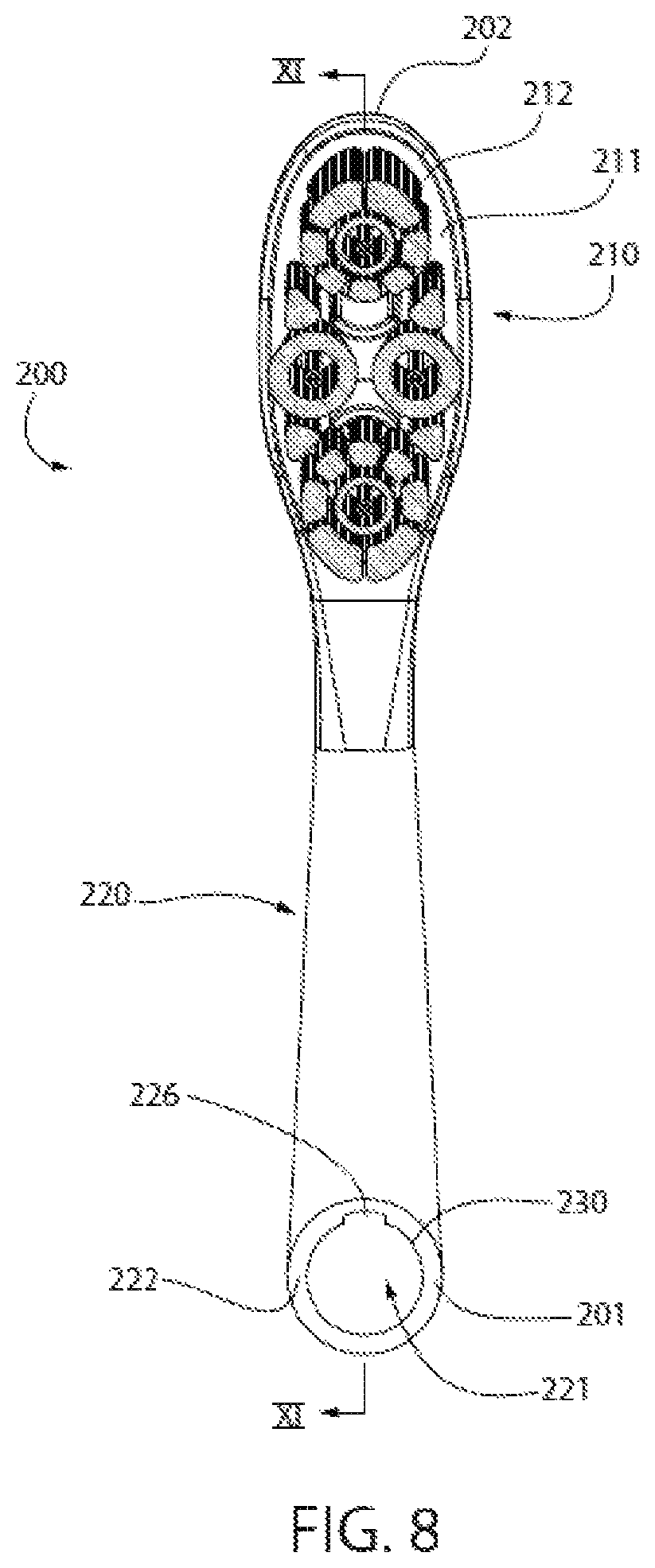 Patent US12096848 Figure 7 – Oral care implement, handle thereof, and oral care refill head therefor