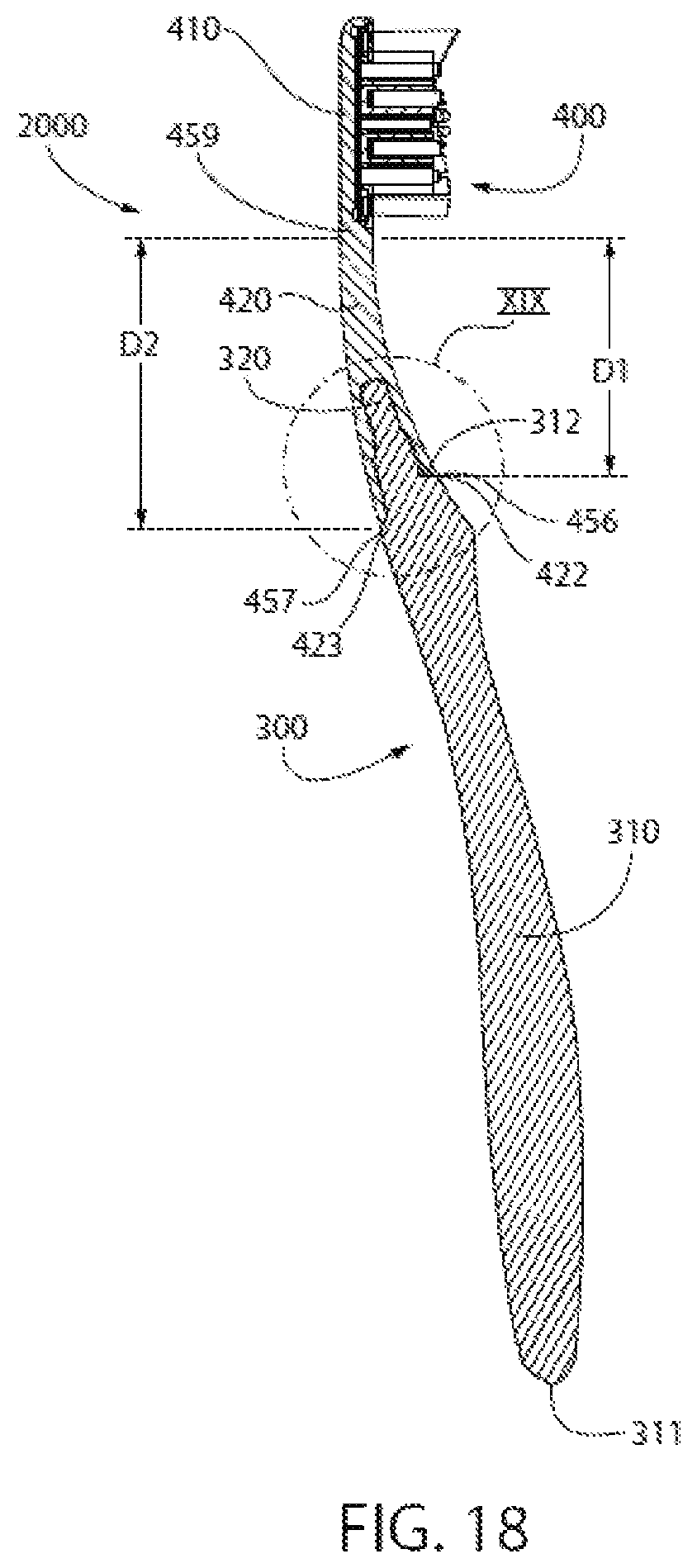 Patent US12096848 Figure 17 – Oral care implement, handle thereof, and oral care refill head therefor