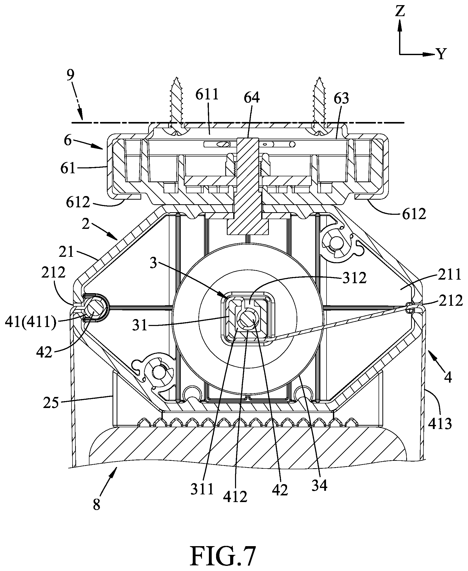 Patent US12096849 Figure 7 – Holding device for a computer component