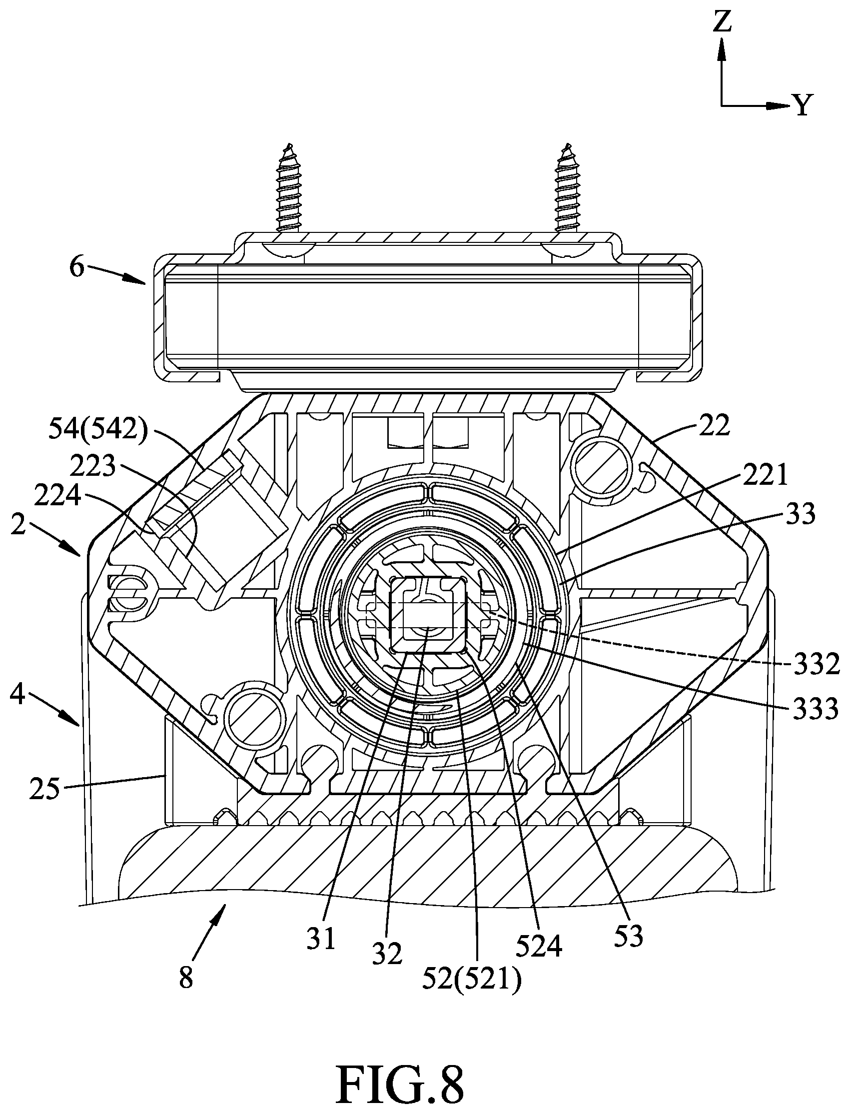 Patent US12096849 Figure 8 – Holding device for a computer component