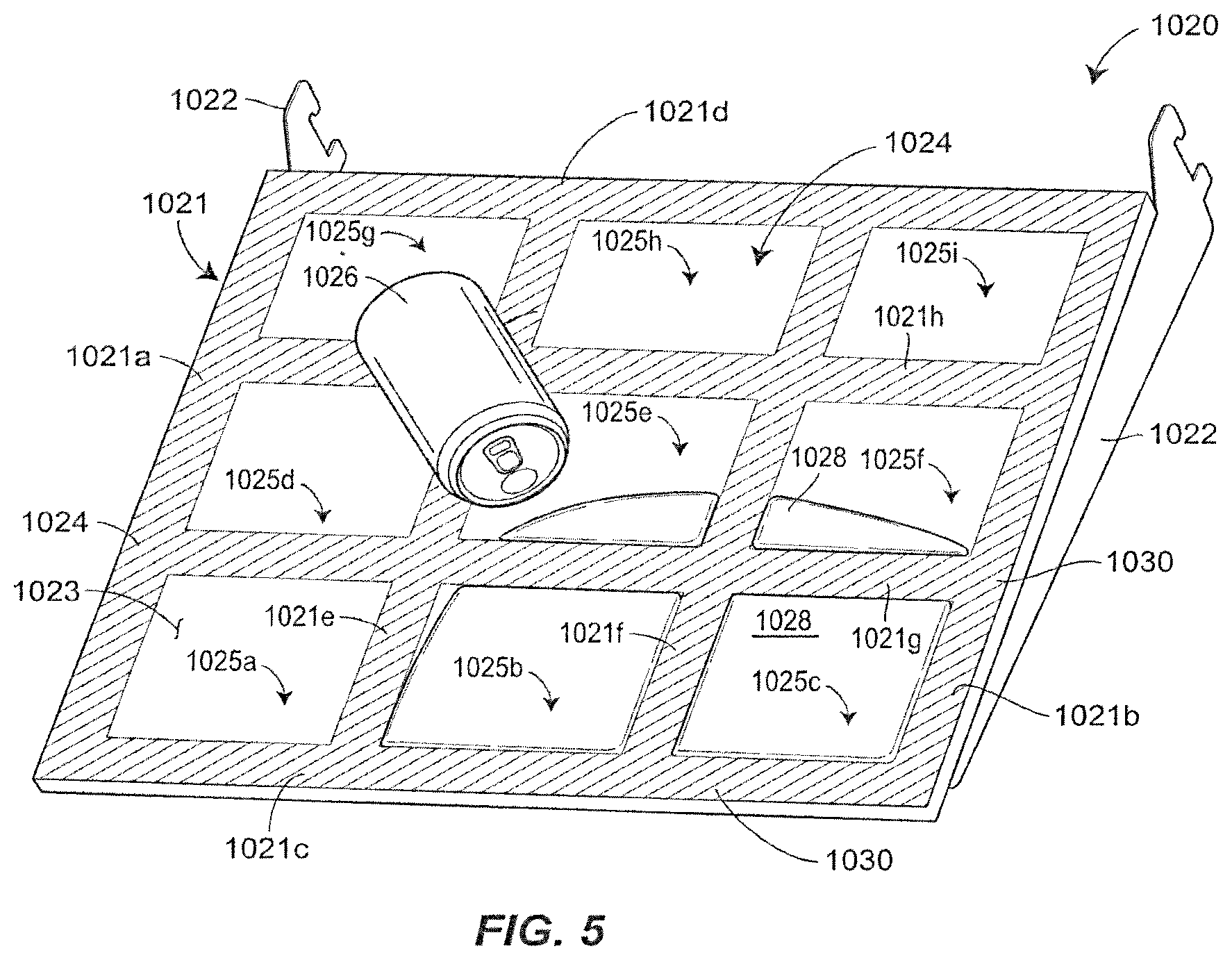 Patent US12096854 Figure 5 – Spill containing refrigerator shelf assembly