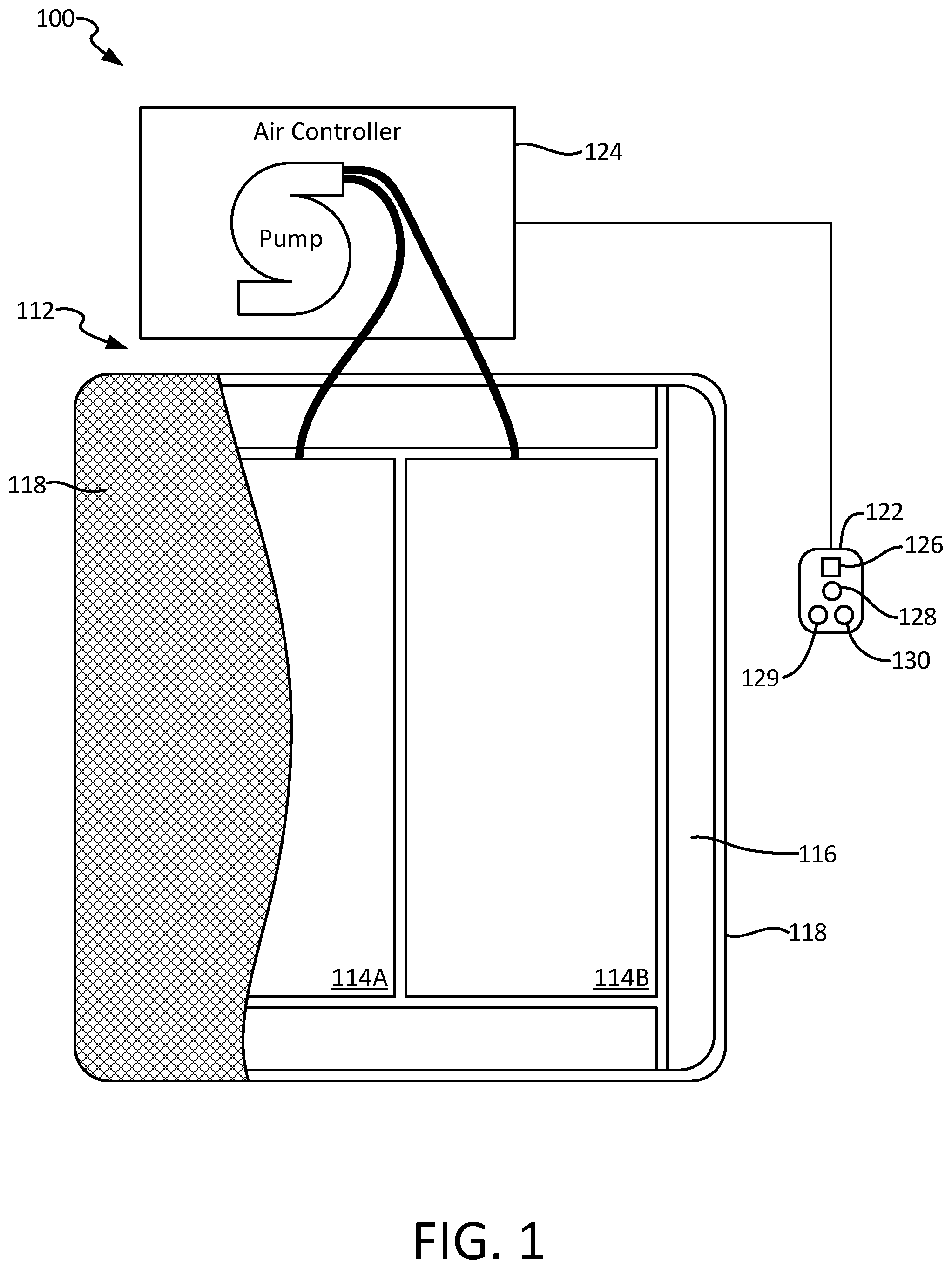 Patent US12096856 — Adjustable foundation for a mattress — Figure 1