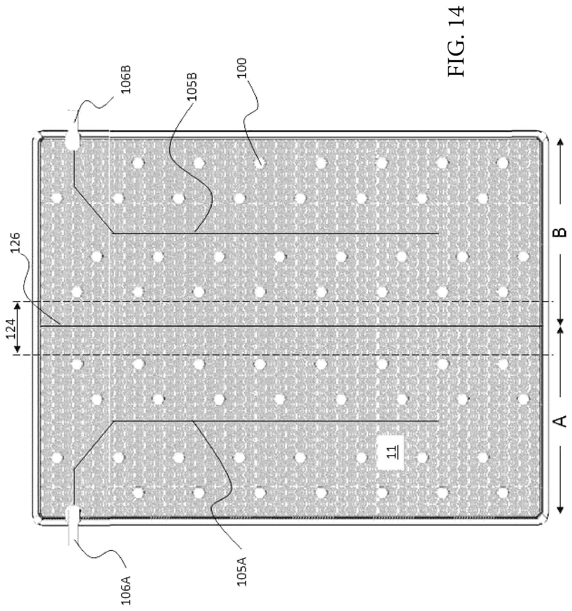 Patent US12096857 Figure 14 – Article comprising a temperature-conditioned surface, thermoelectric control unit, and method for temperature-conditioning the surface of an article