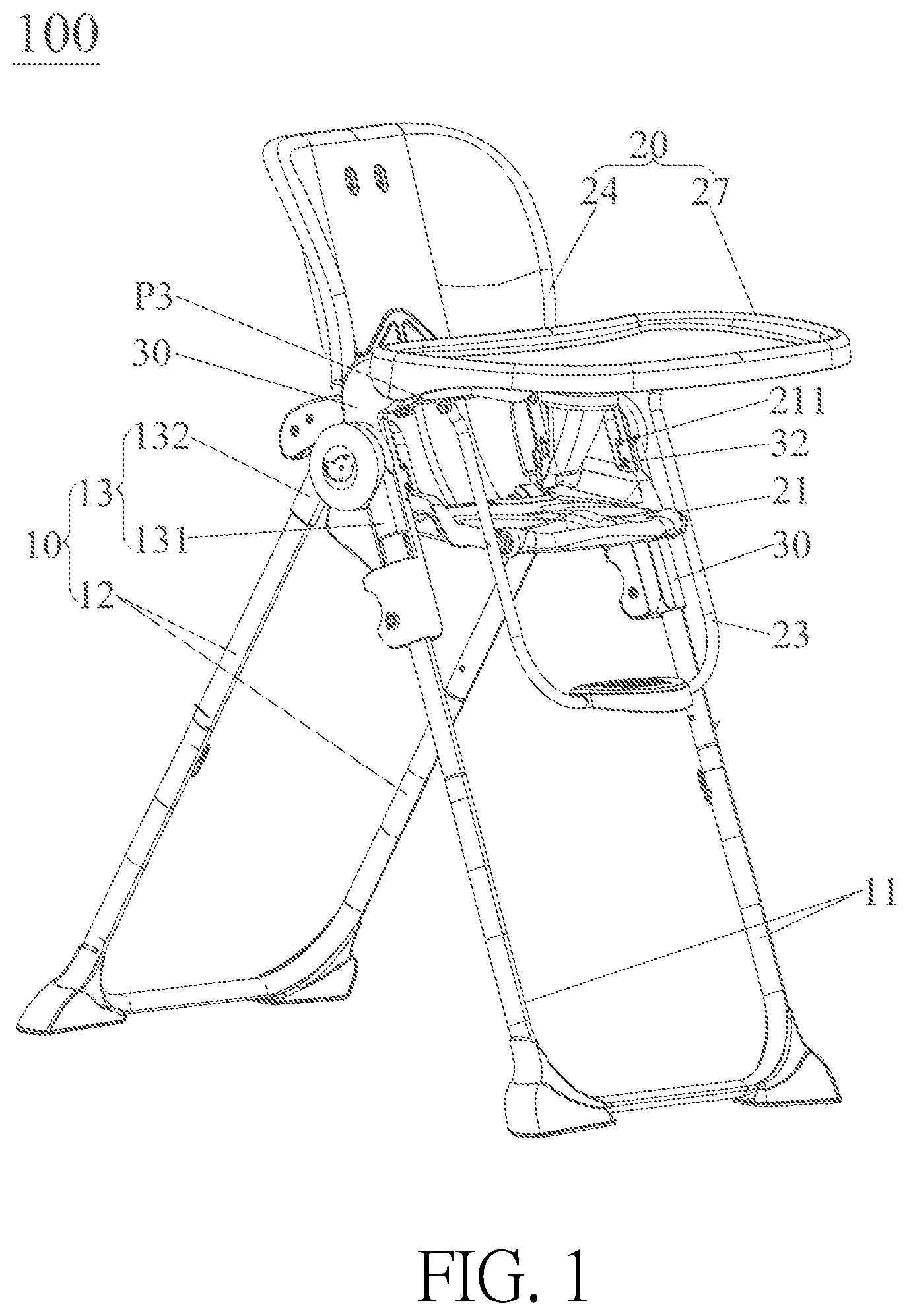 Patent US12096865 — Child carrier — Figure 1