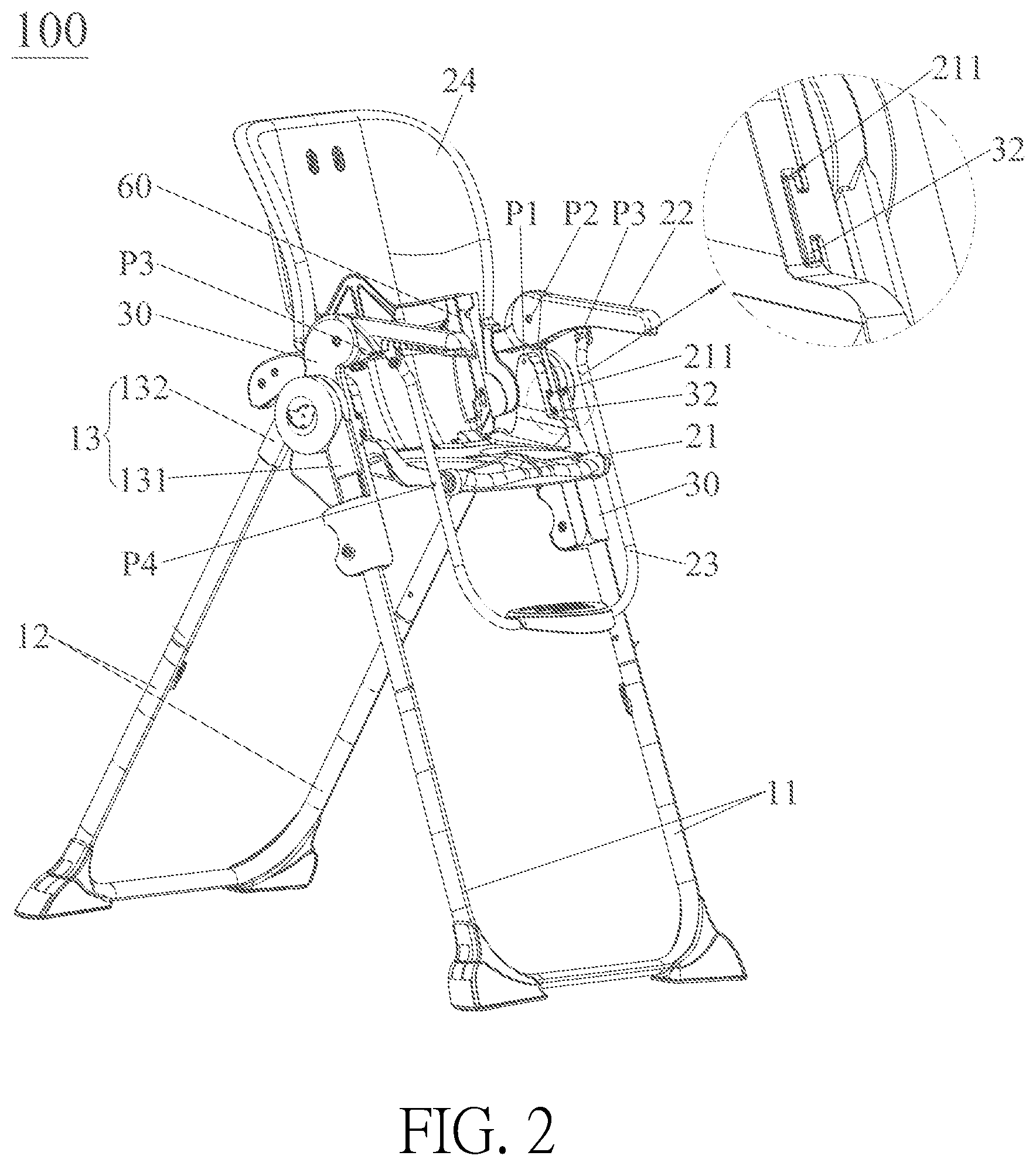 Patent US12096865 Figure 2 – Child carrier