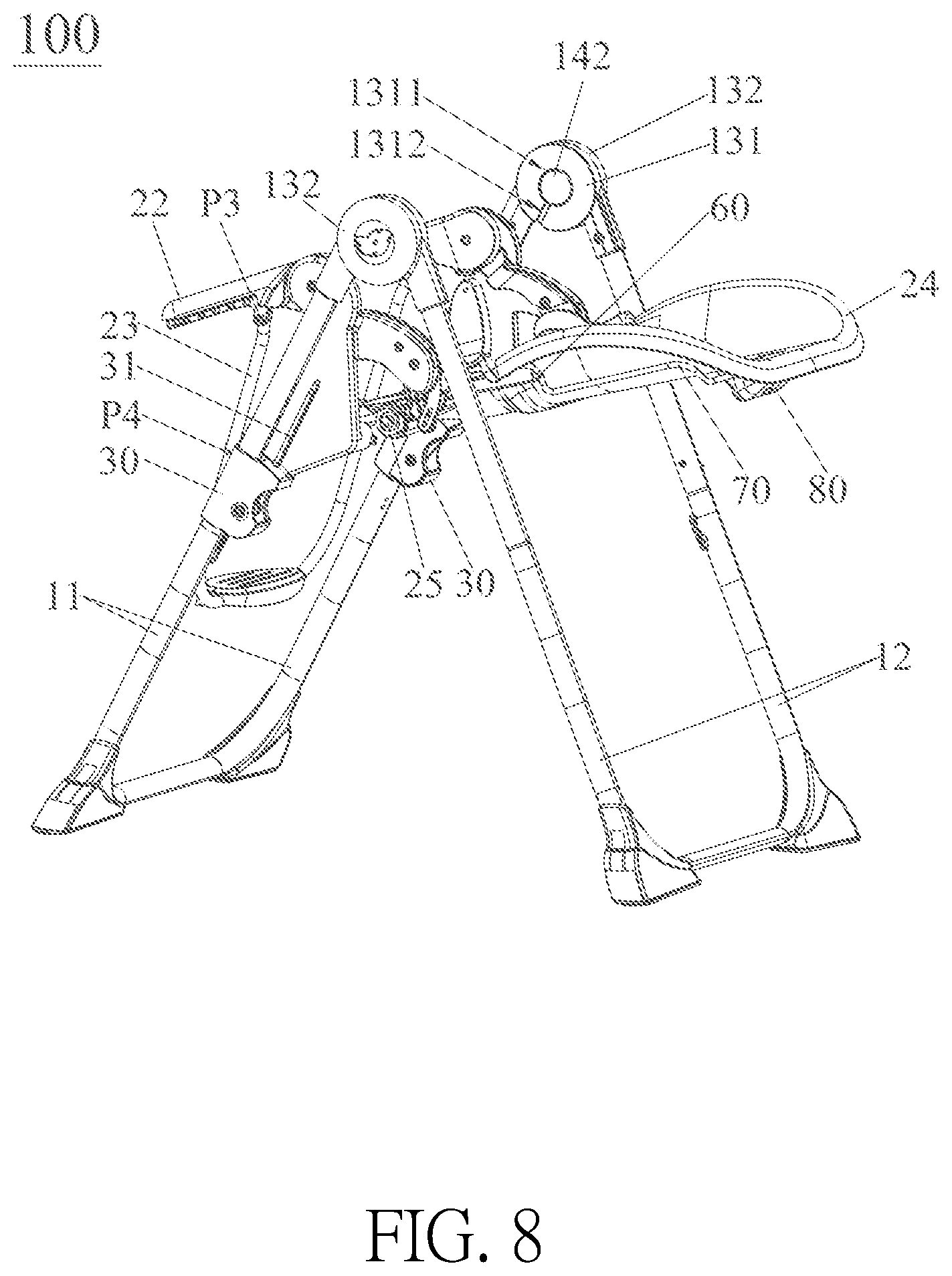 Patent US12096865 Figure 8 – Child carrier