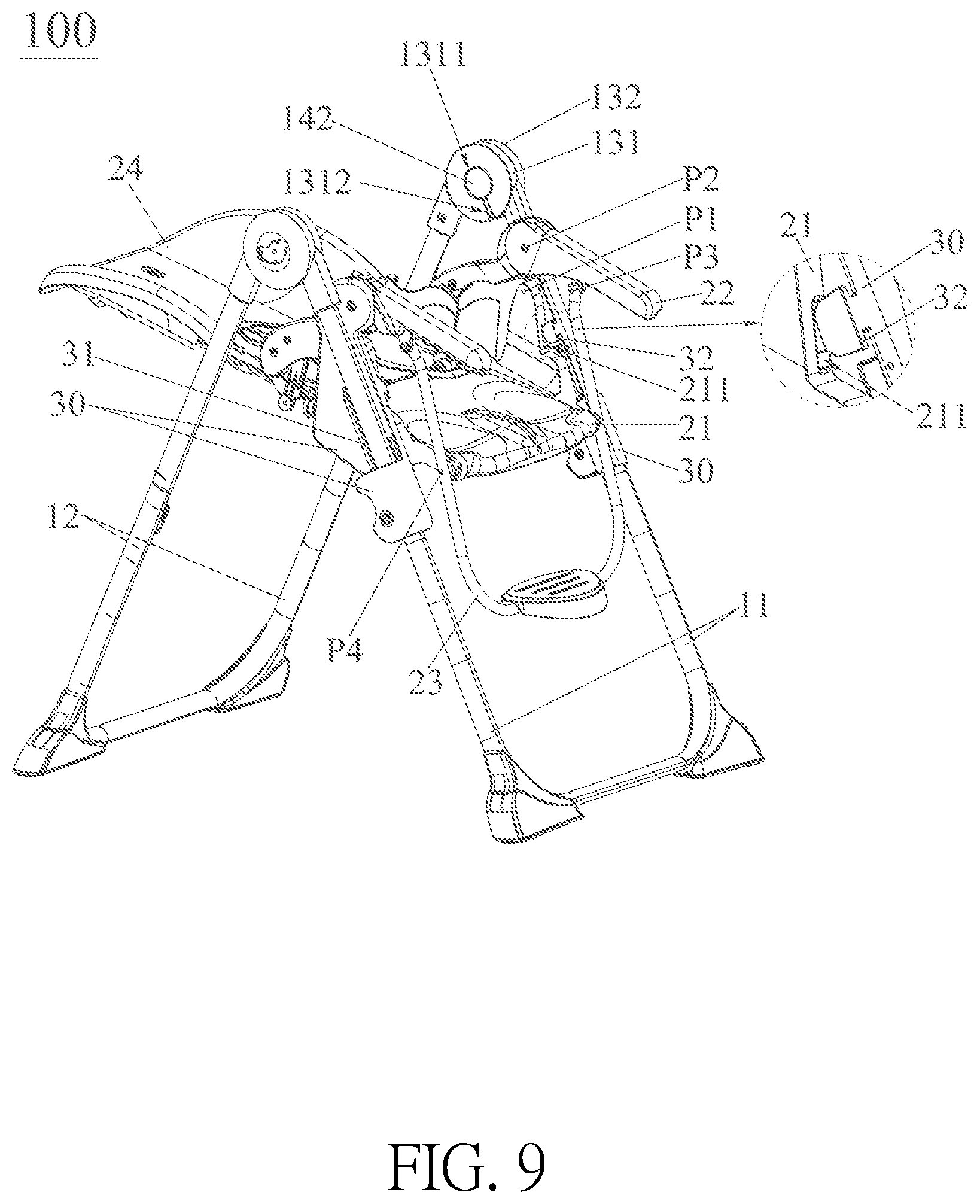 Patent US12096865 Figure 9 – Child carrier