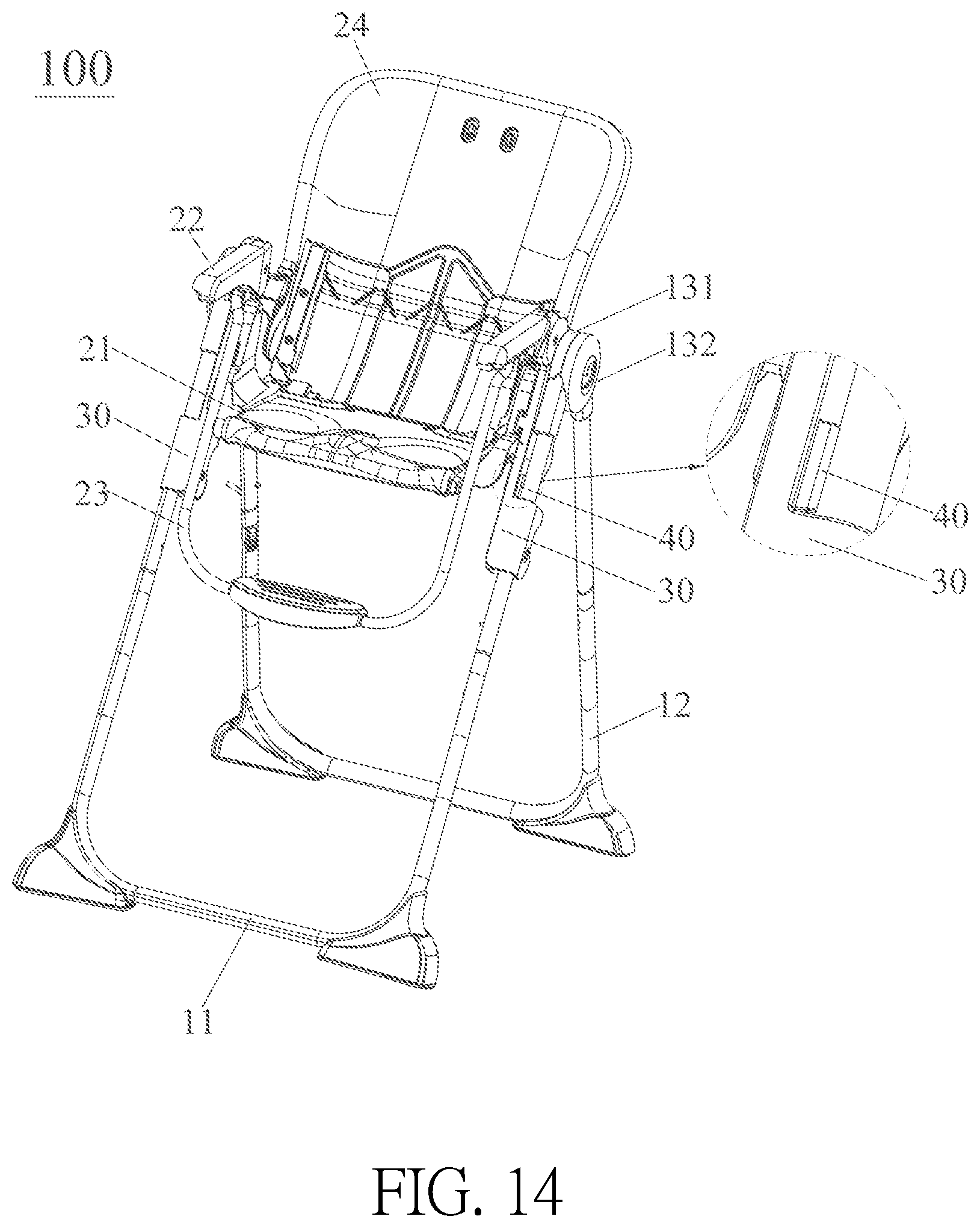 Patent US12096865 Figure 14 – Child carrier