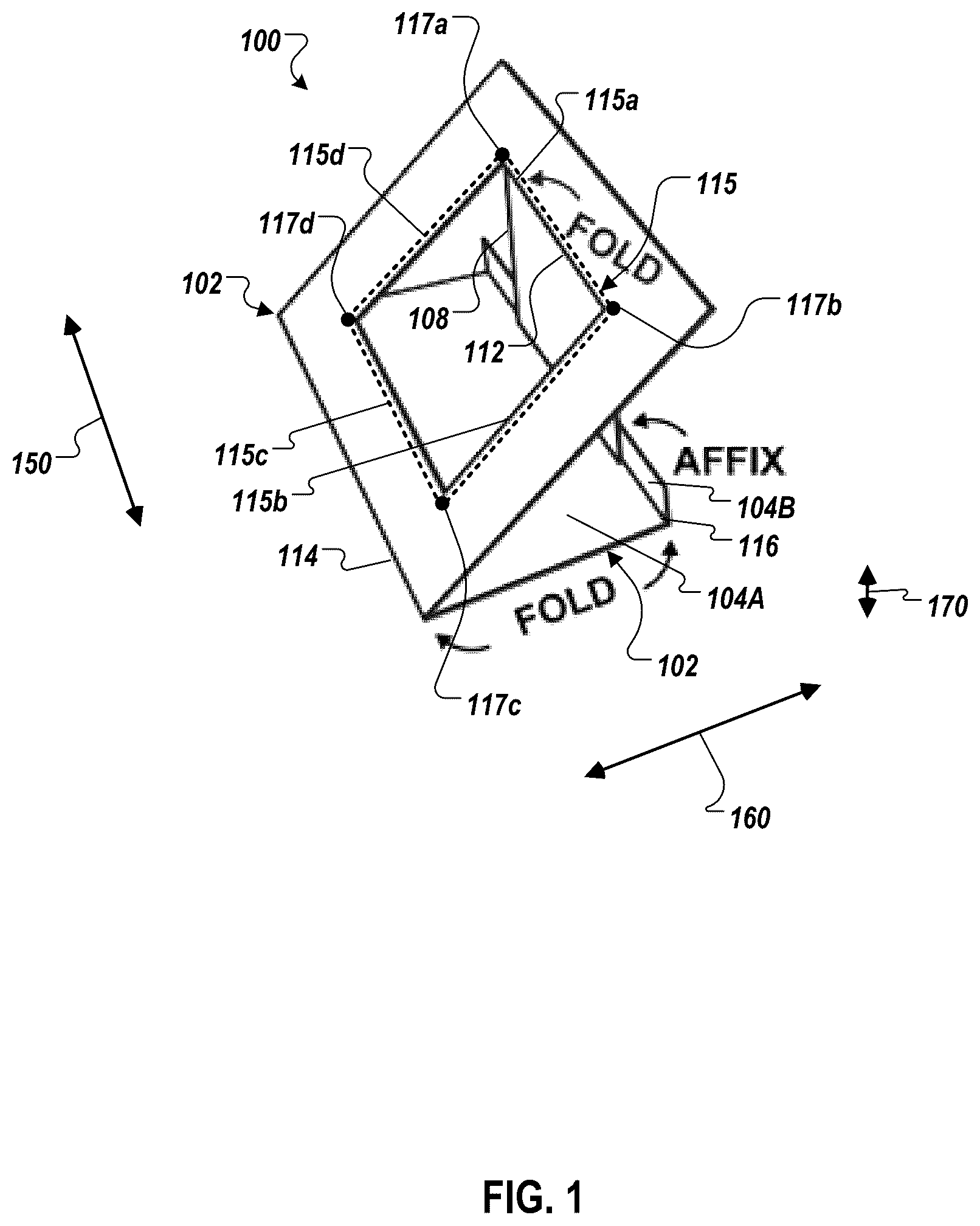 Patent US12096868 Figure 1 – Holding apparatus with foldable trifold structure