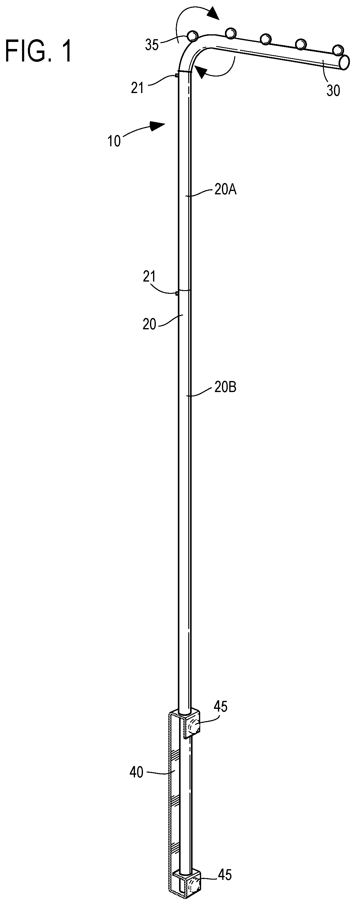 Patent US12096870 Figure 1 – Laundry valet rod