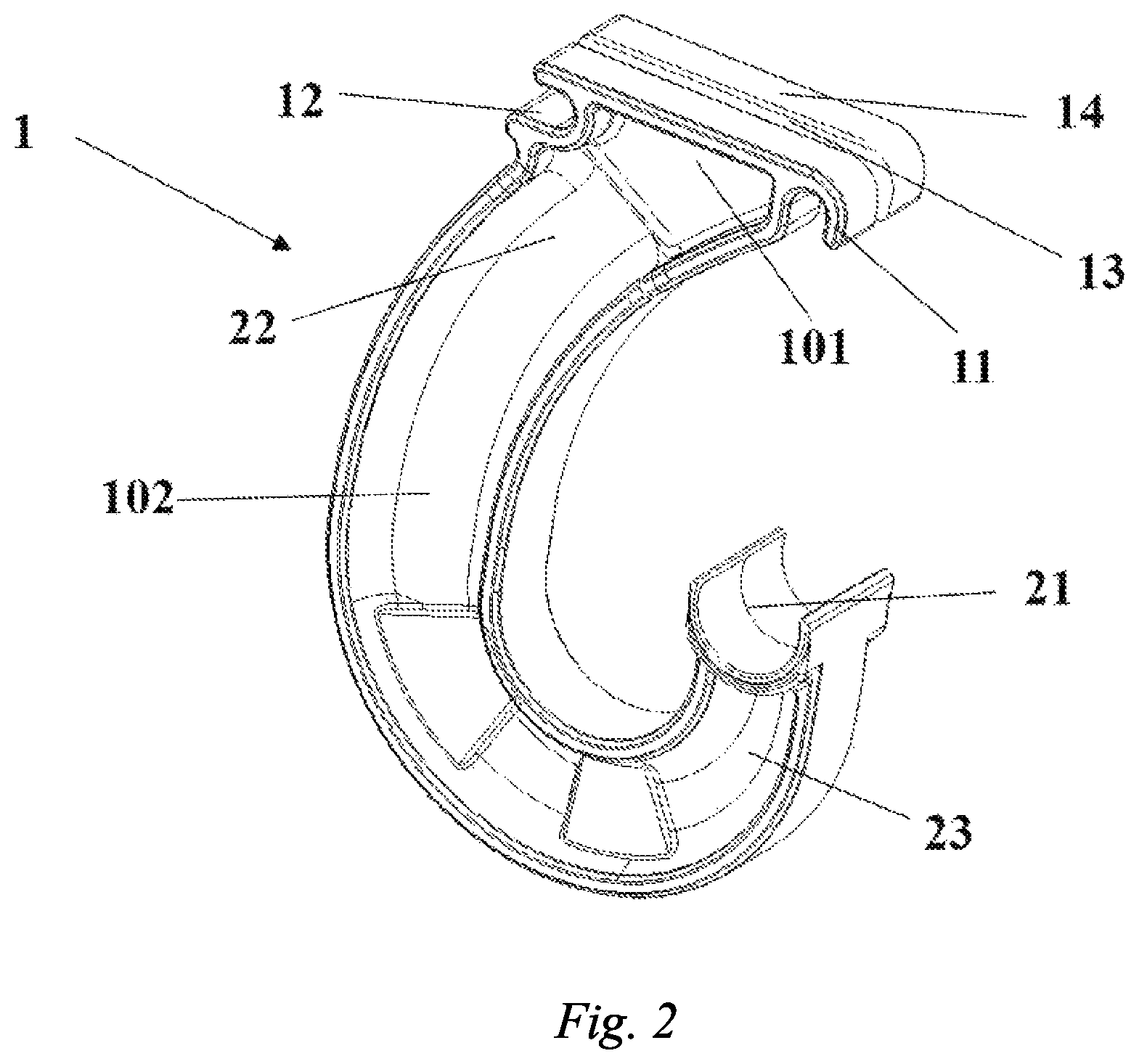 Patent US12096871 Figure 2 – Hook assembly and shelving assembly using the same