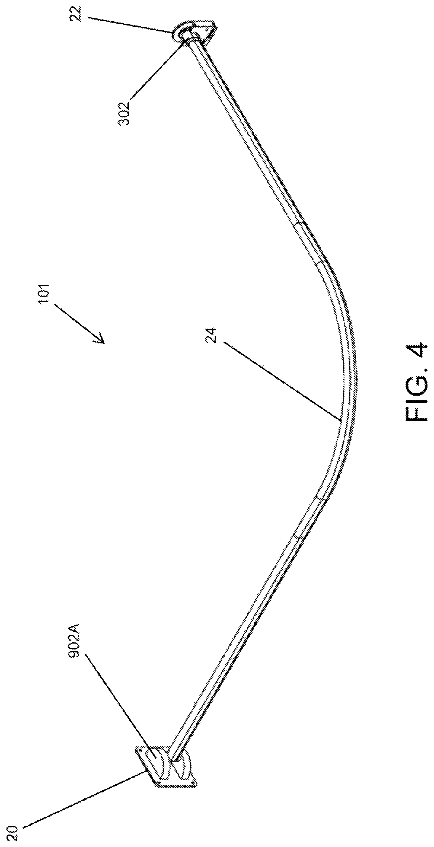 Patent US12096872 Figure 4 – System and method for supporting a privacy curtain including a swing arm wall mount and end stop cap support