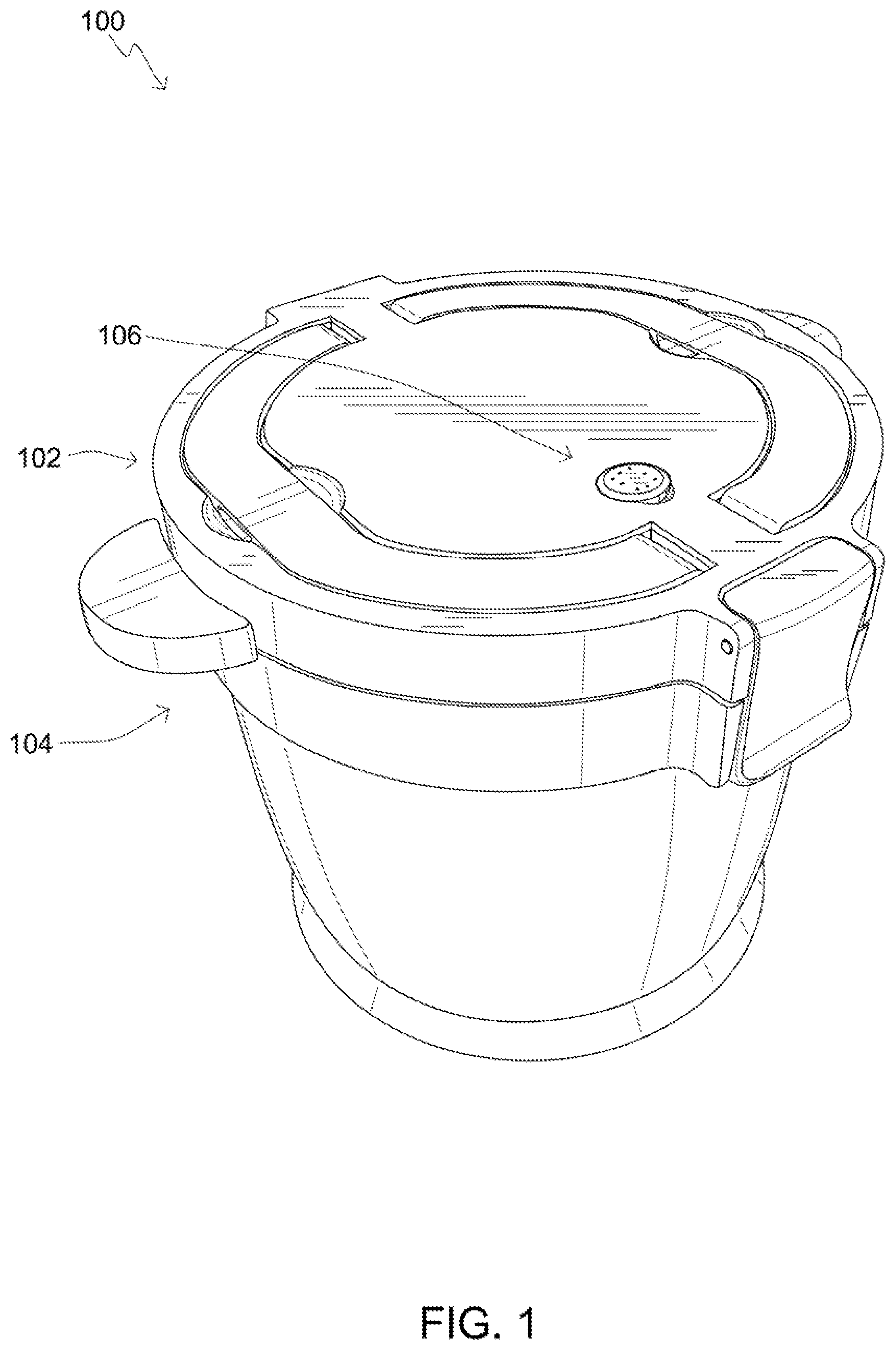 Patent US12096874 Figure 1 – Pressure-cooking device