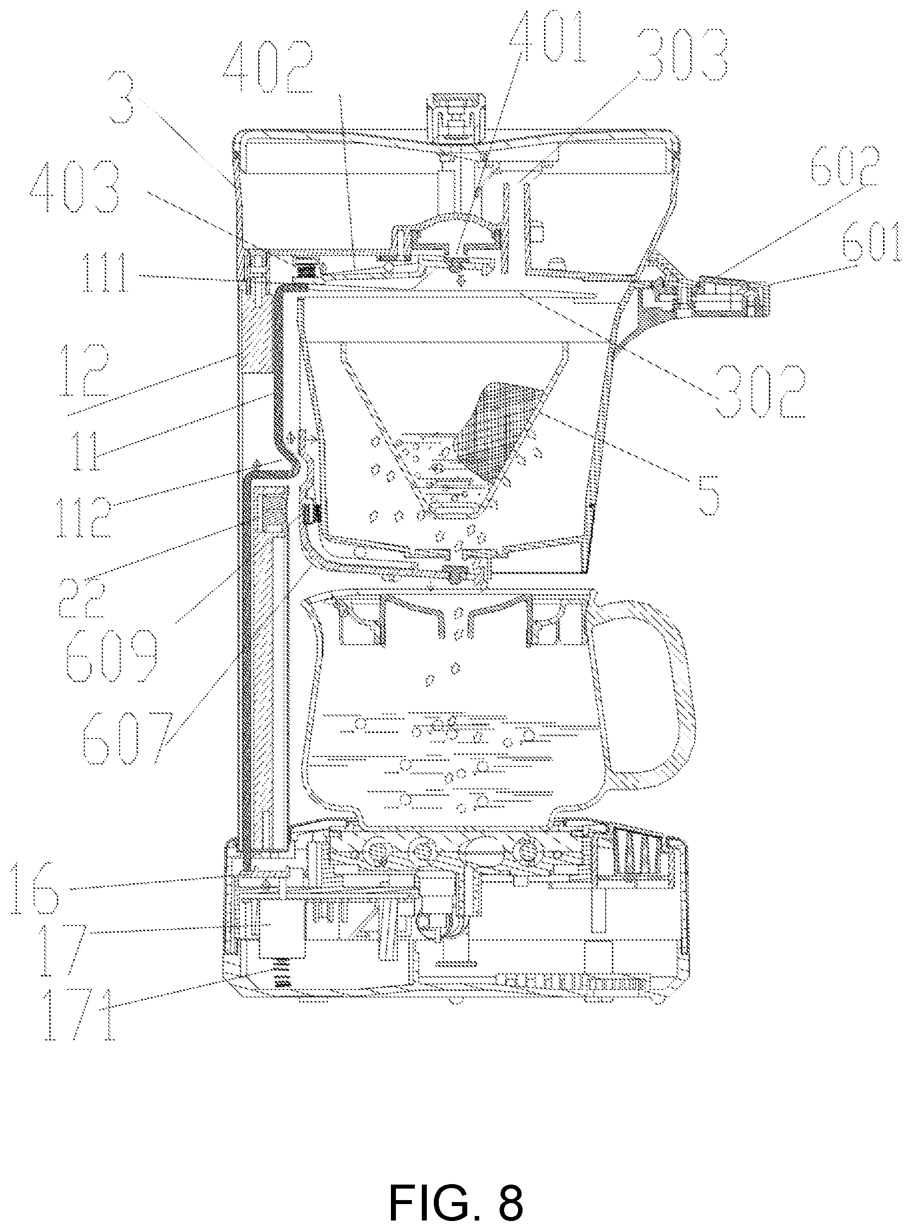 Patent US12096877 Figure 7 – Cyclic preheating coffee pot and working method thereof