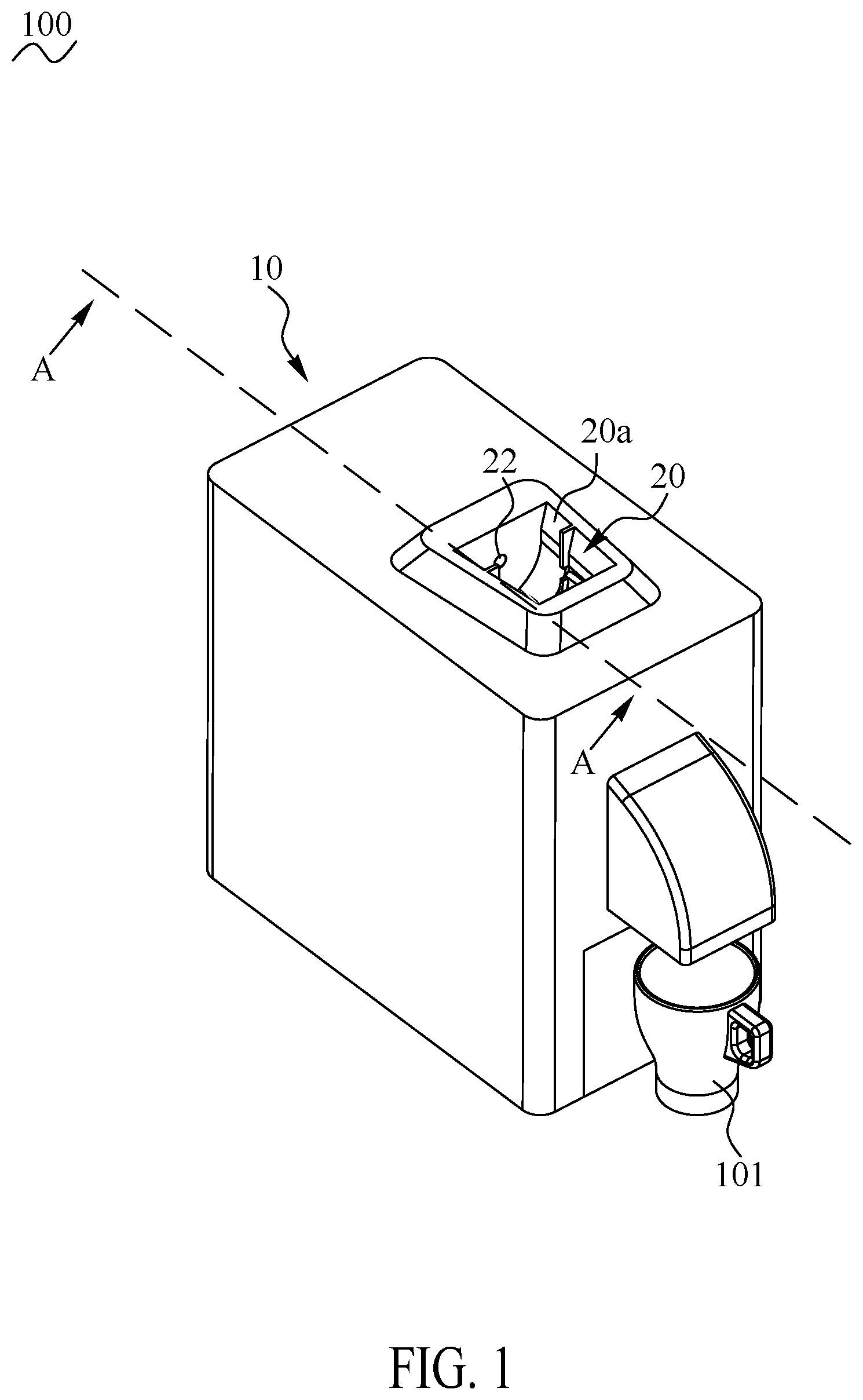 Patent US12096879 Figure 1 – Capsule coffee machine
