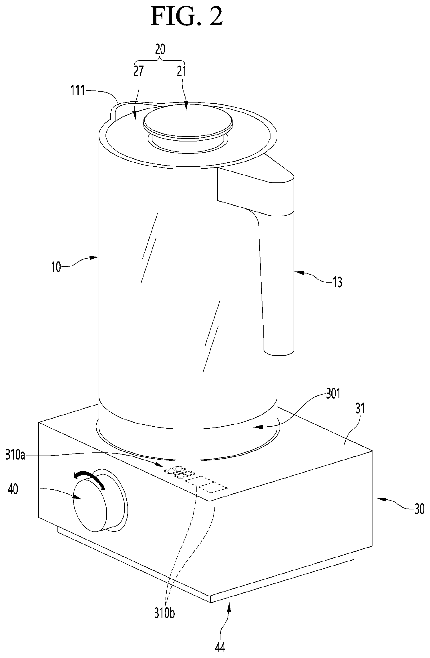 Patent US12096887 Figure 2 – Blender and container for blender