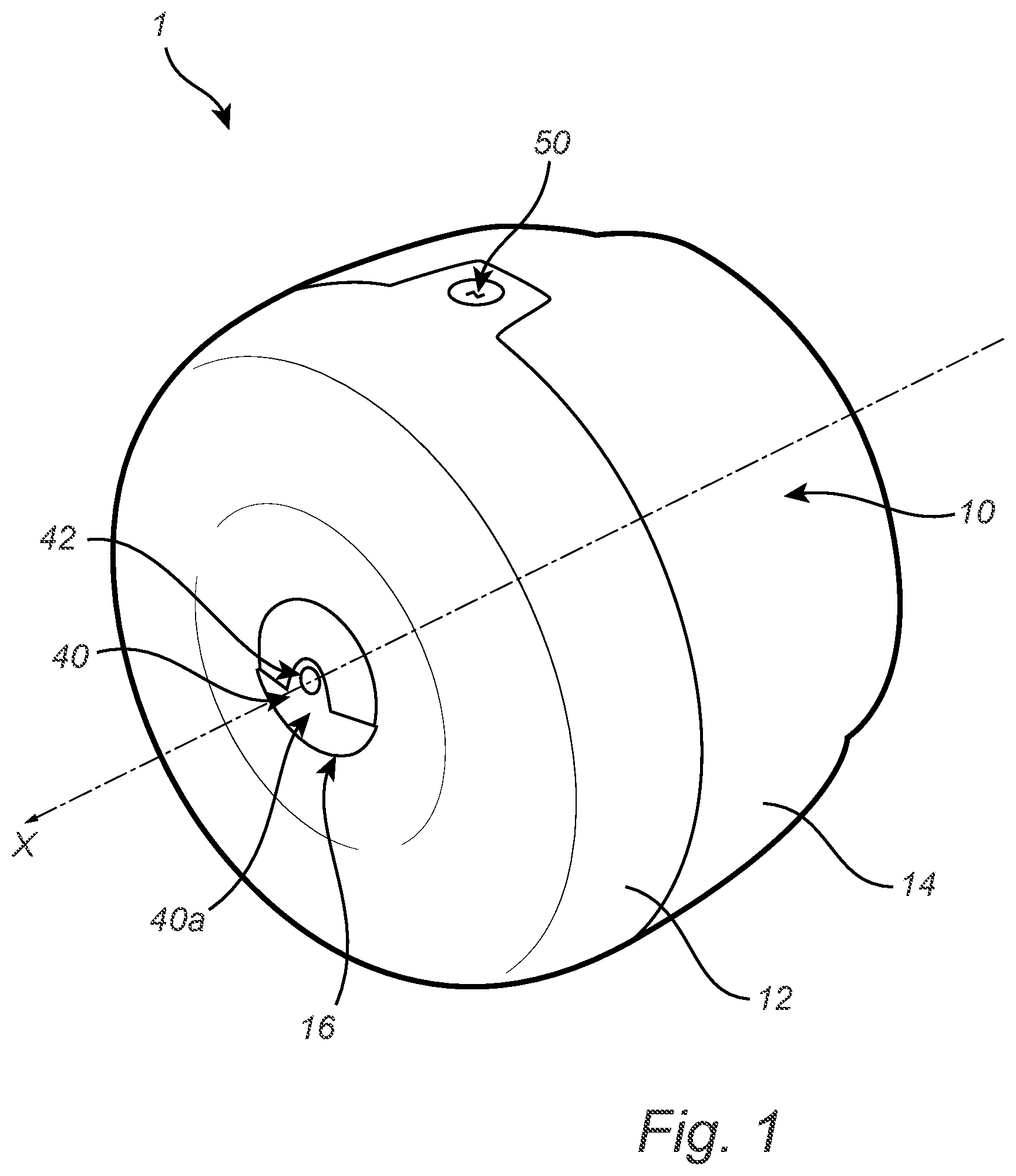 Patent US12096890 — Dispenser for a roll of absorbent paper web material — Figure 1
