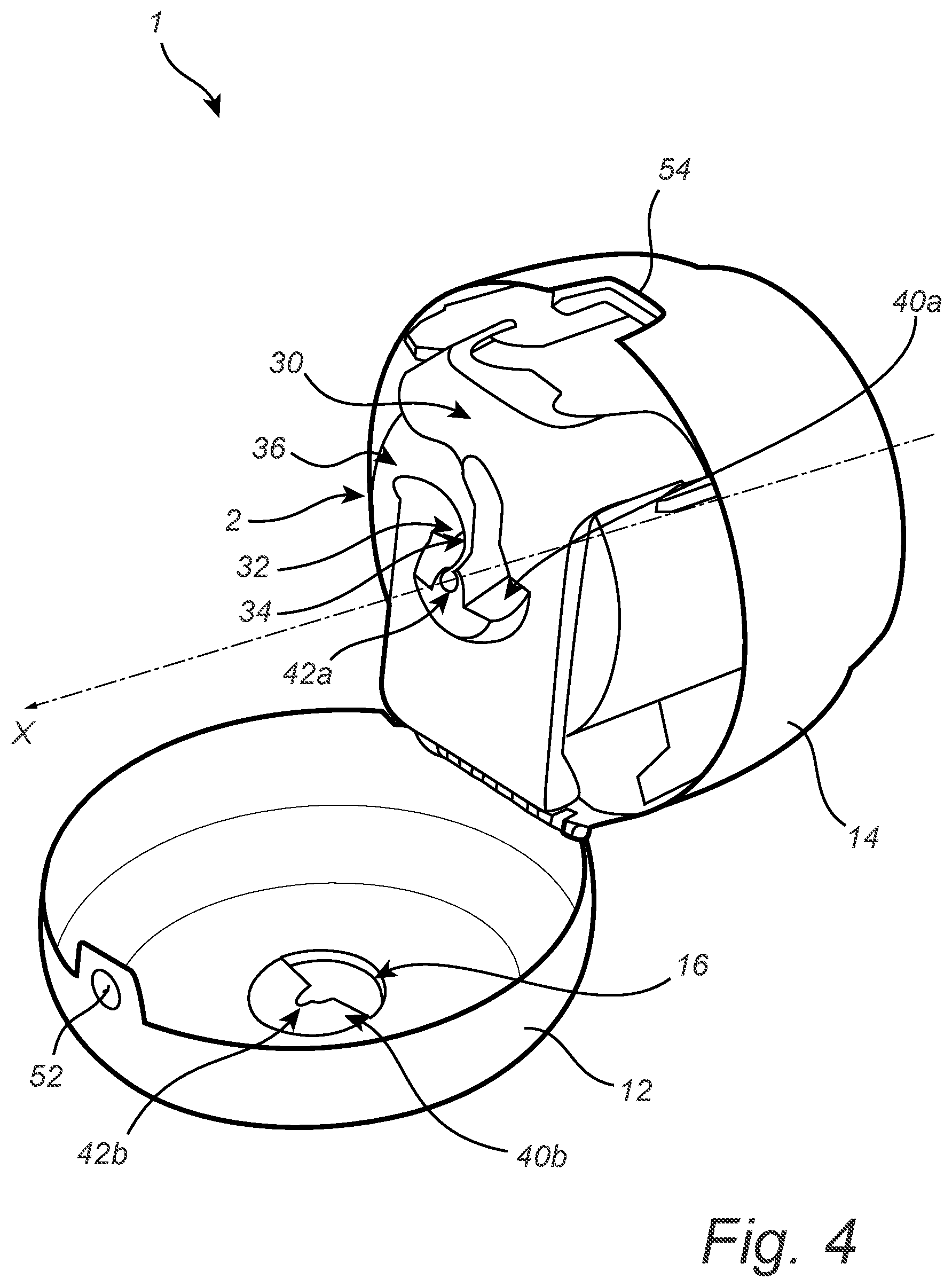 Patent US12096890 Figure 4 – Dispenser for a roll of absorbent paper web material