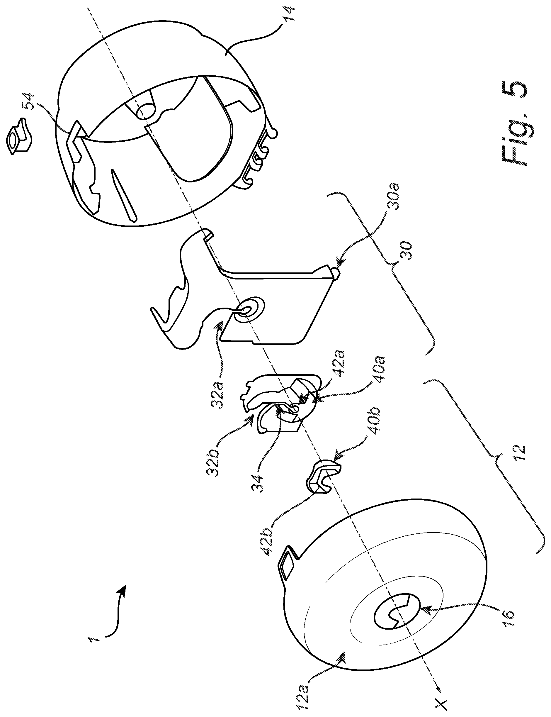 Patent US12096890 Figure 5 – Dispenser for a roll of absorbent paper web material