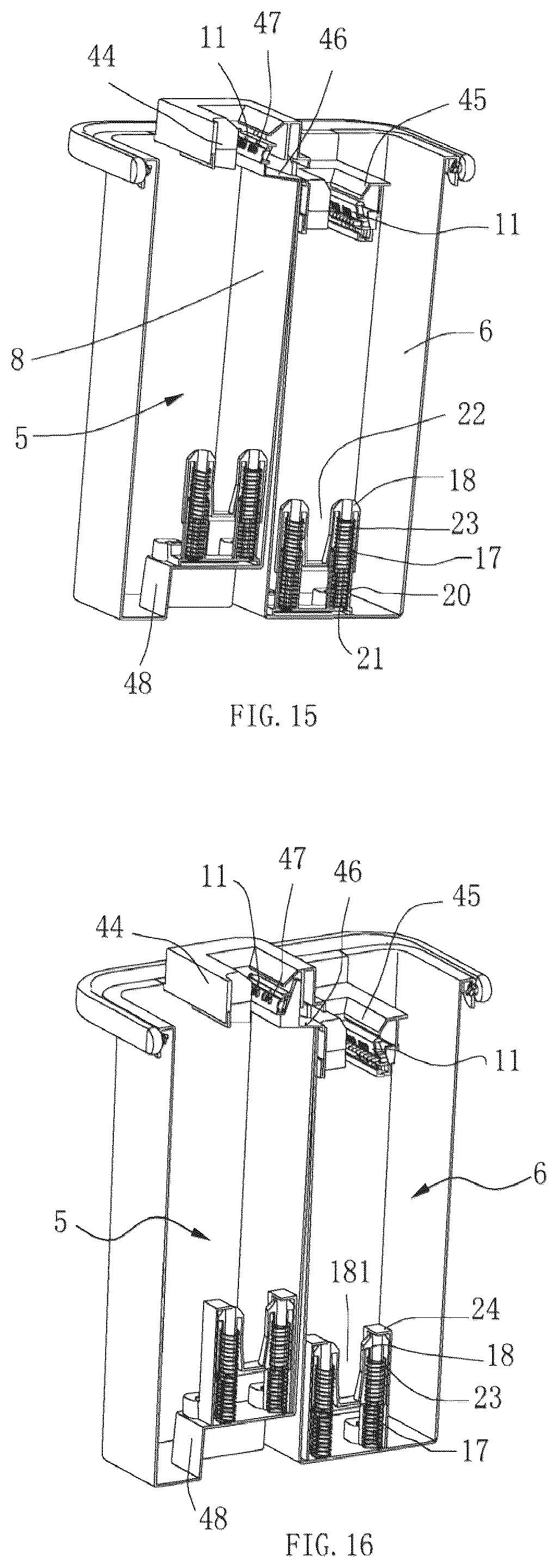 Patent US12096899 Figure 8 – Mop bucket for cleaning and squeezing a flat mop