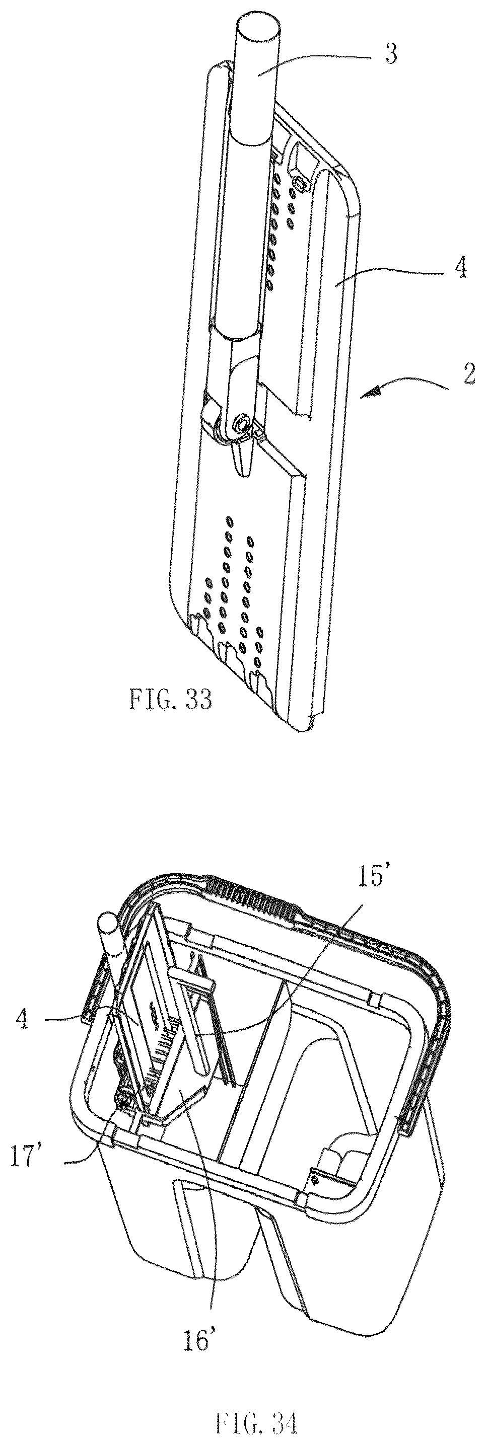 Patent US12096899 Figure 17 – Mop bucket for cleaning and squeezing a flat mop