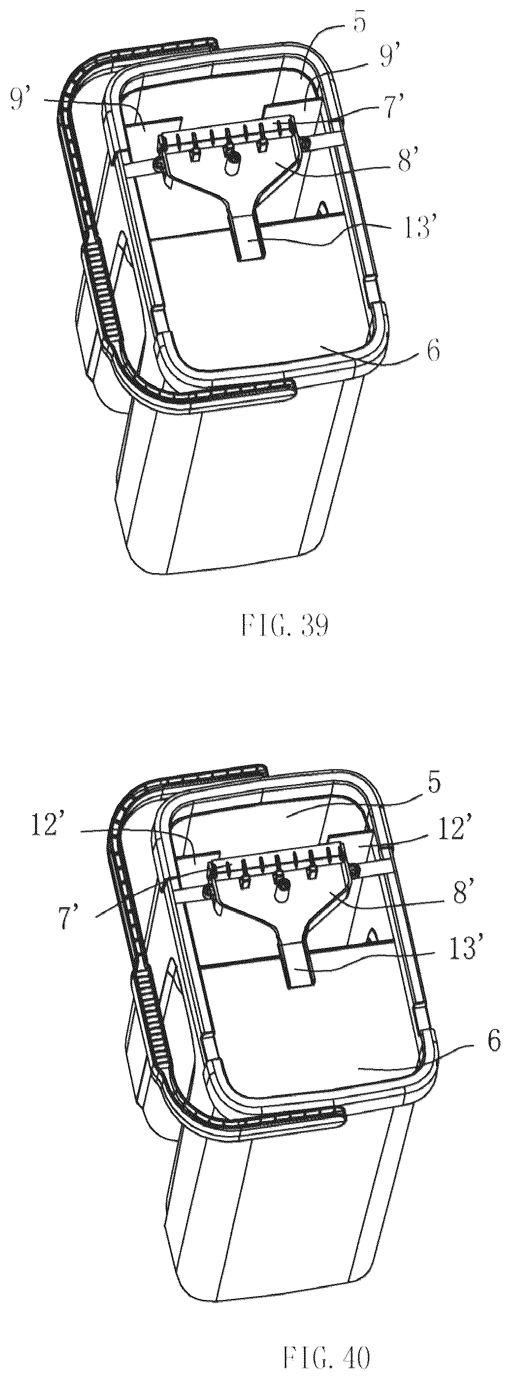 Patent US12096899 Figure 20 – Mop bucket for cleaning and squeezing a flat mop