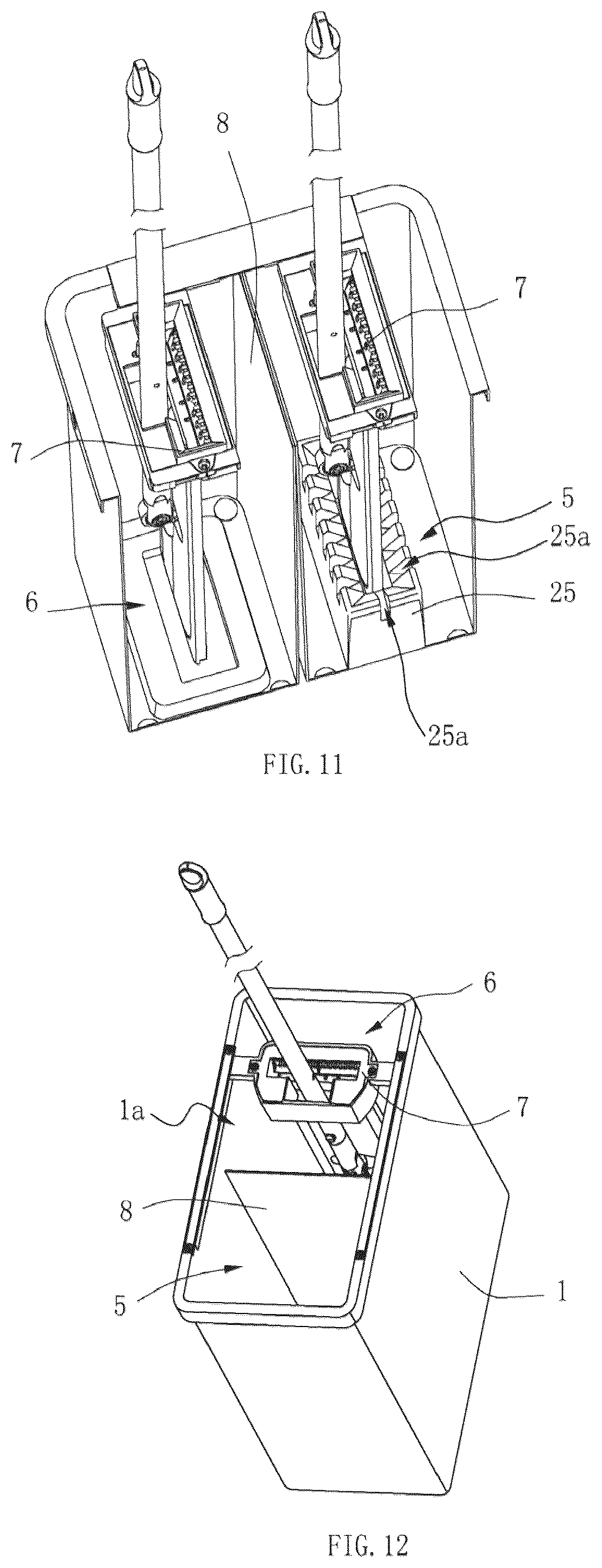Patent US12096900 Figure 6 – Mop bucket for cleaning and squeezing a flat mop