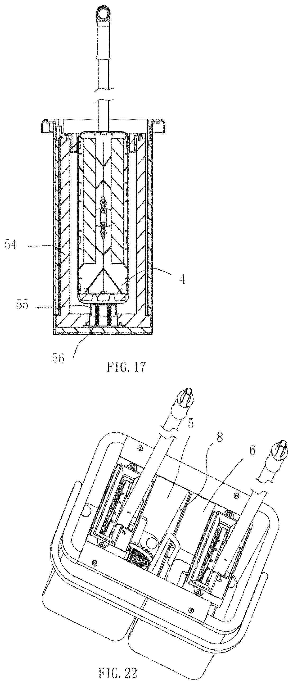 Patent US12096900 Figure 9 – Mop bucket for cleaning and squeezing a flat mop