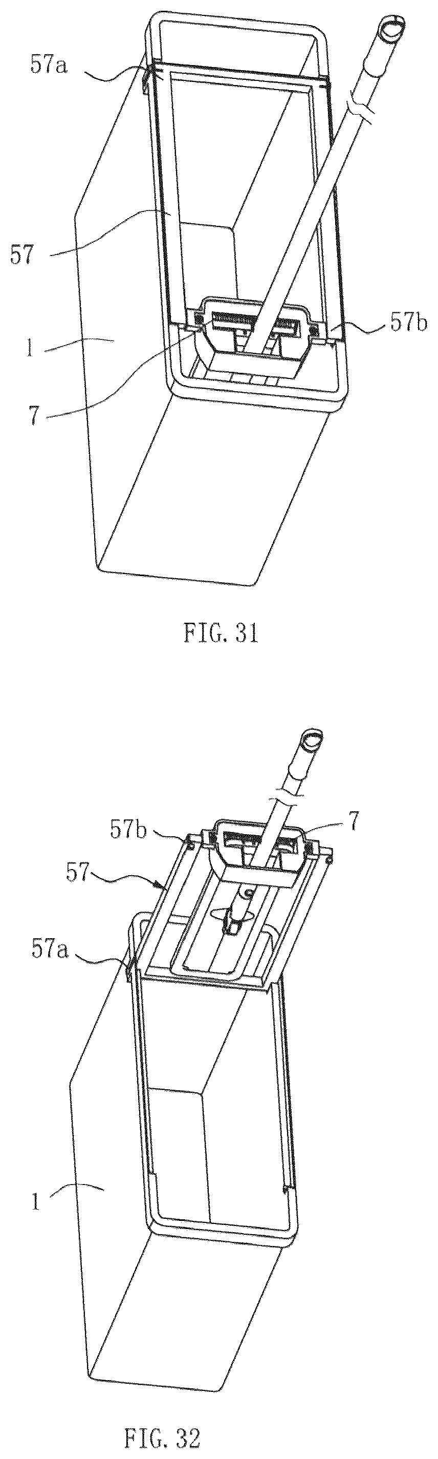Patent US12096900 Figure 16 – Mop bucket for cleaning and squeezing a flat mop