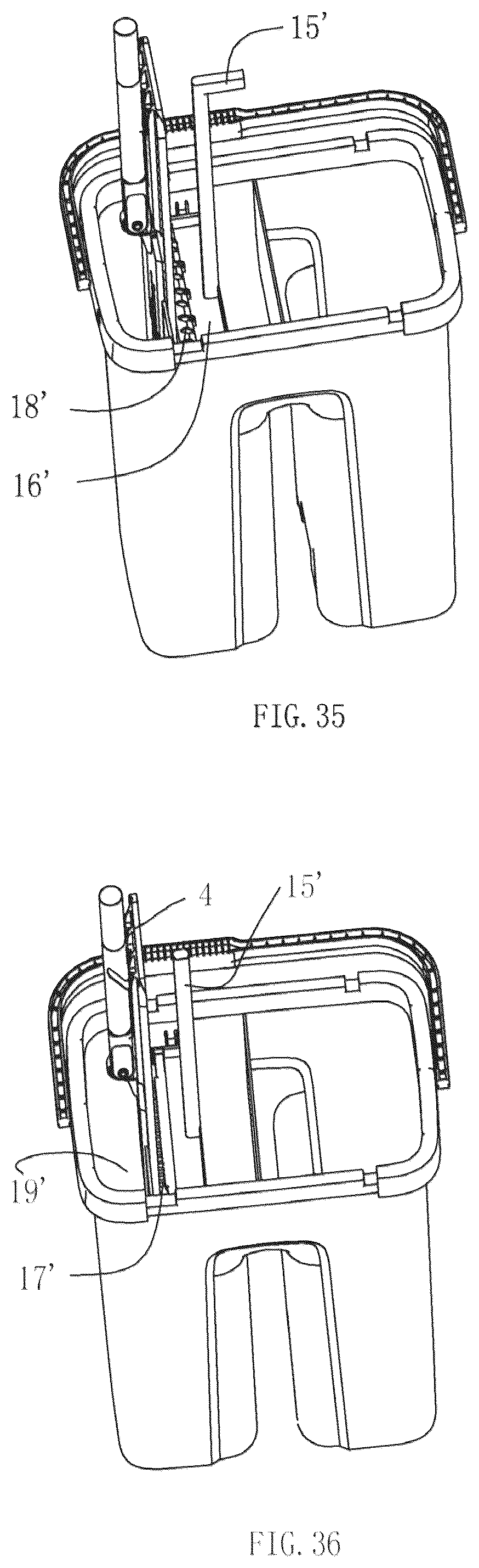 Patent US12096900 Figure 18 – Mop bucket for cleaning and squeezing a flat mop
